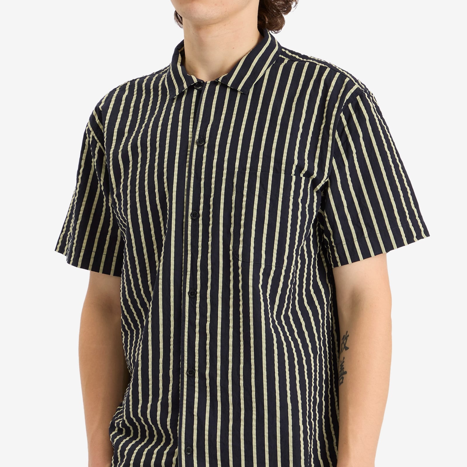YMC Malick Seersucker Stripe Vacation Shirt - 5