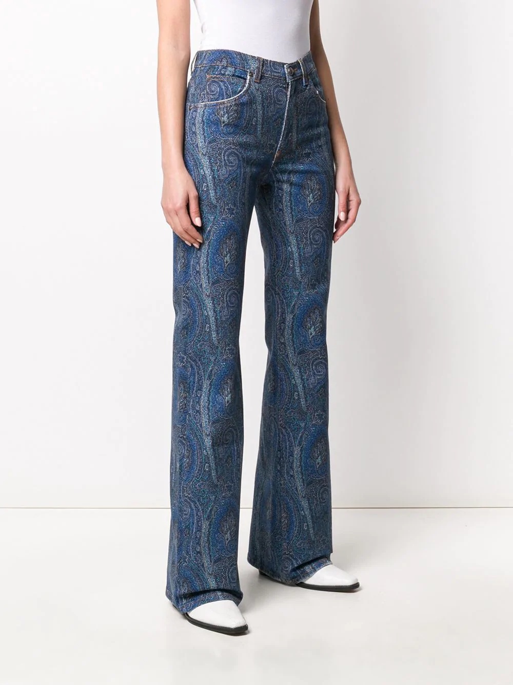 flared paisley print jeans - 3