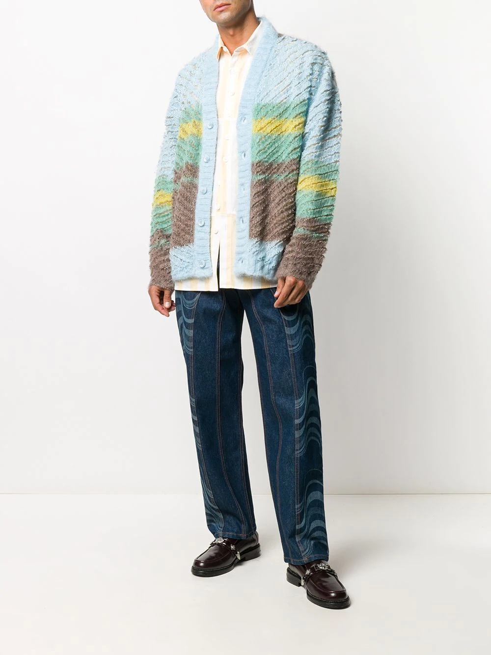 striped soft knit cardigan  - 2