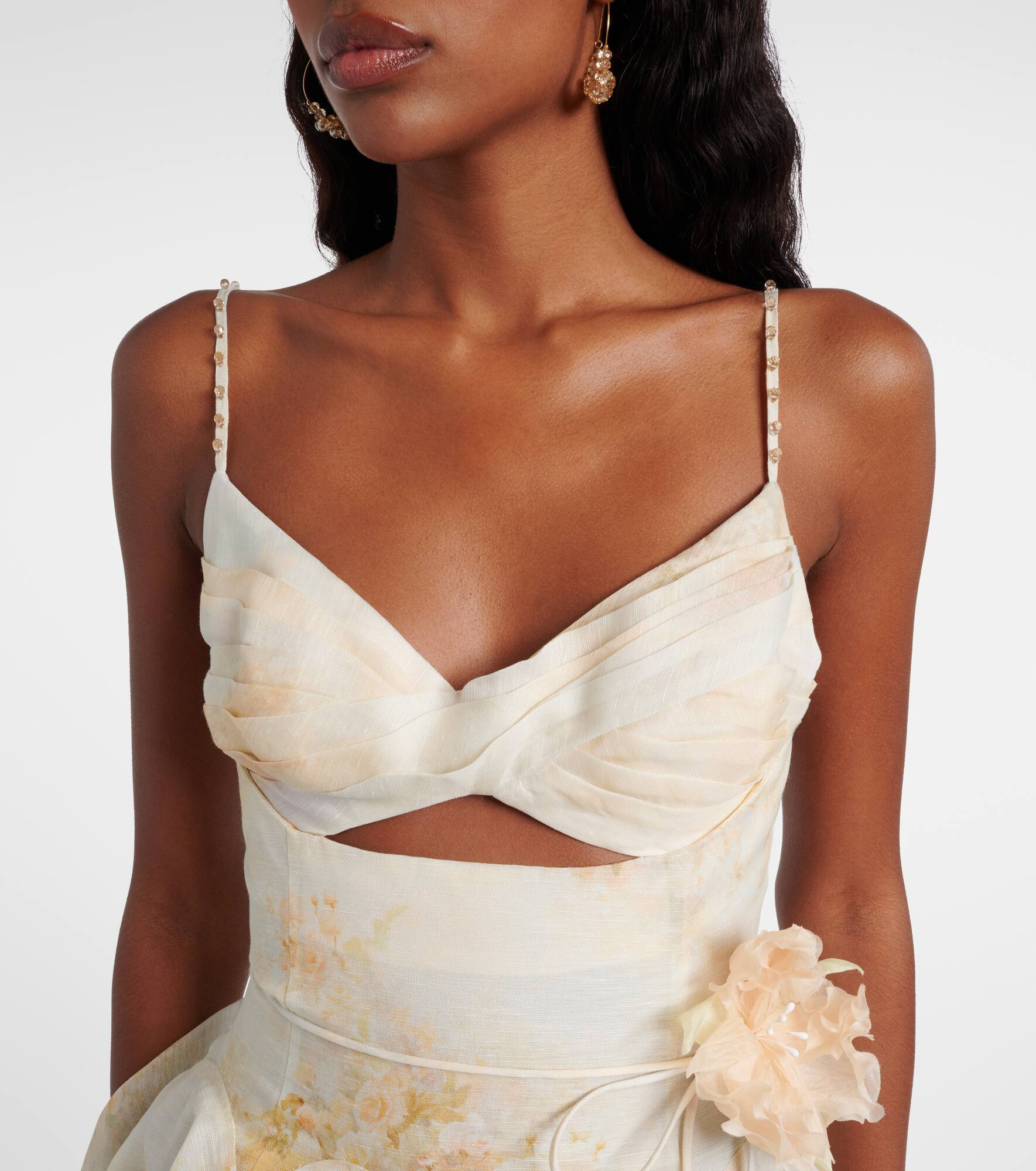 Memento floral linen and silk minidress - 4