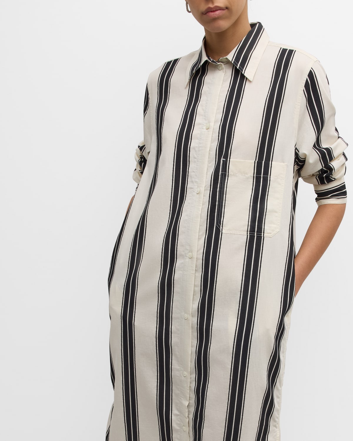 Jacquard Striped Tunic Shirtdress - 7