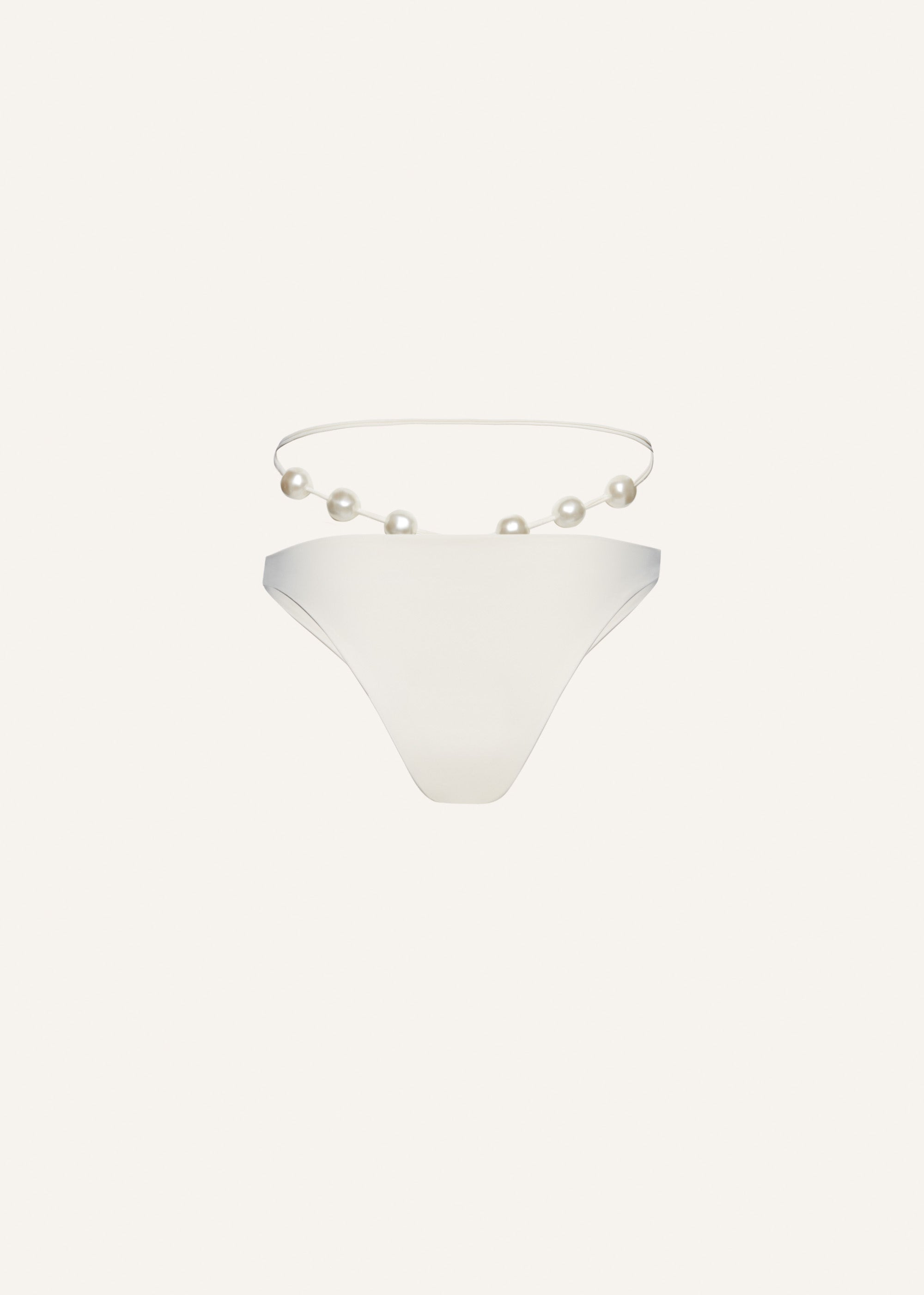 High waist pearl swim bottom in cream - 2