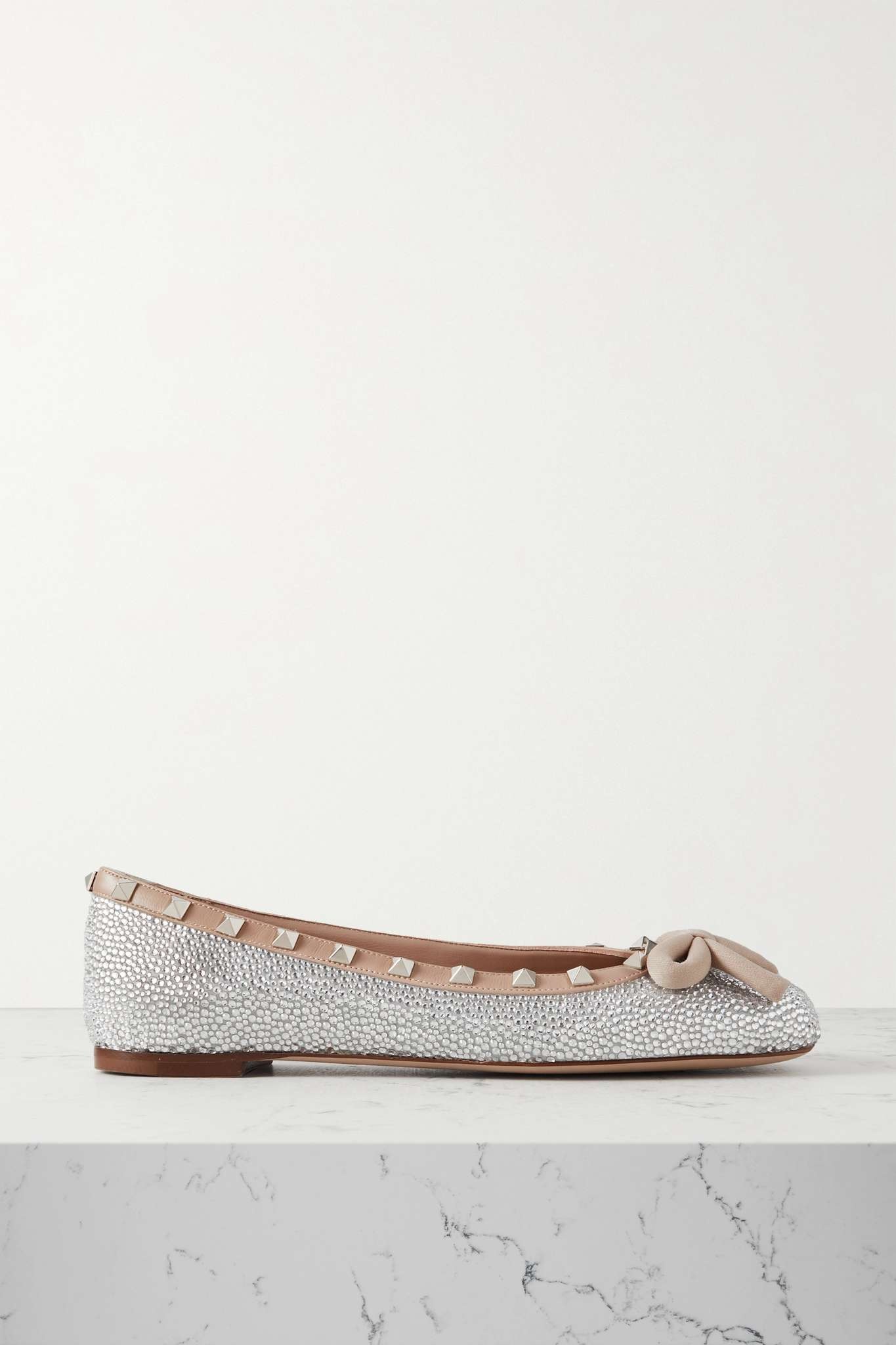 Rockstud embellished leather ballet flats - 1