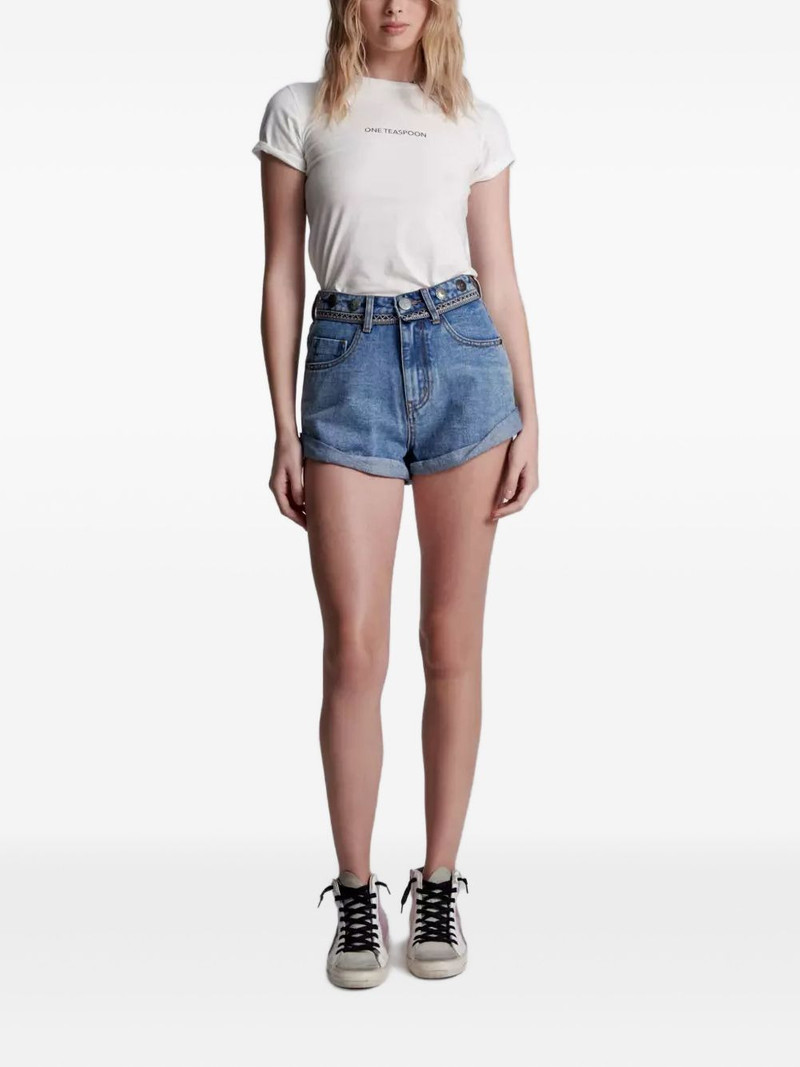 ONE TEASPOON Bandits marbled-denim shorts outlook
