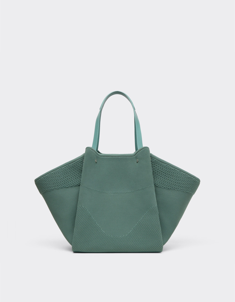Knitted and leather tote bag 4