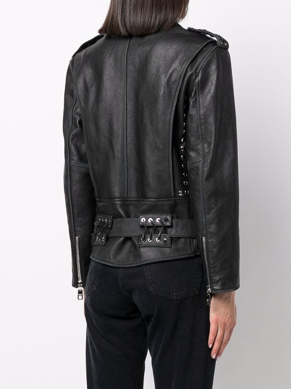 studded belted biker jacket - 4