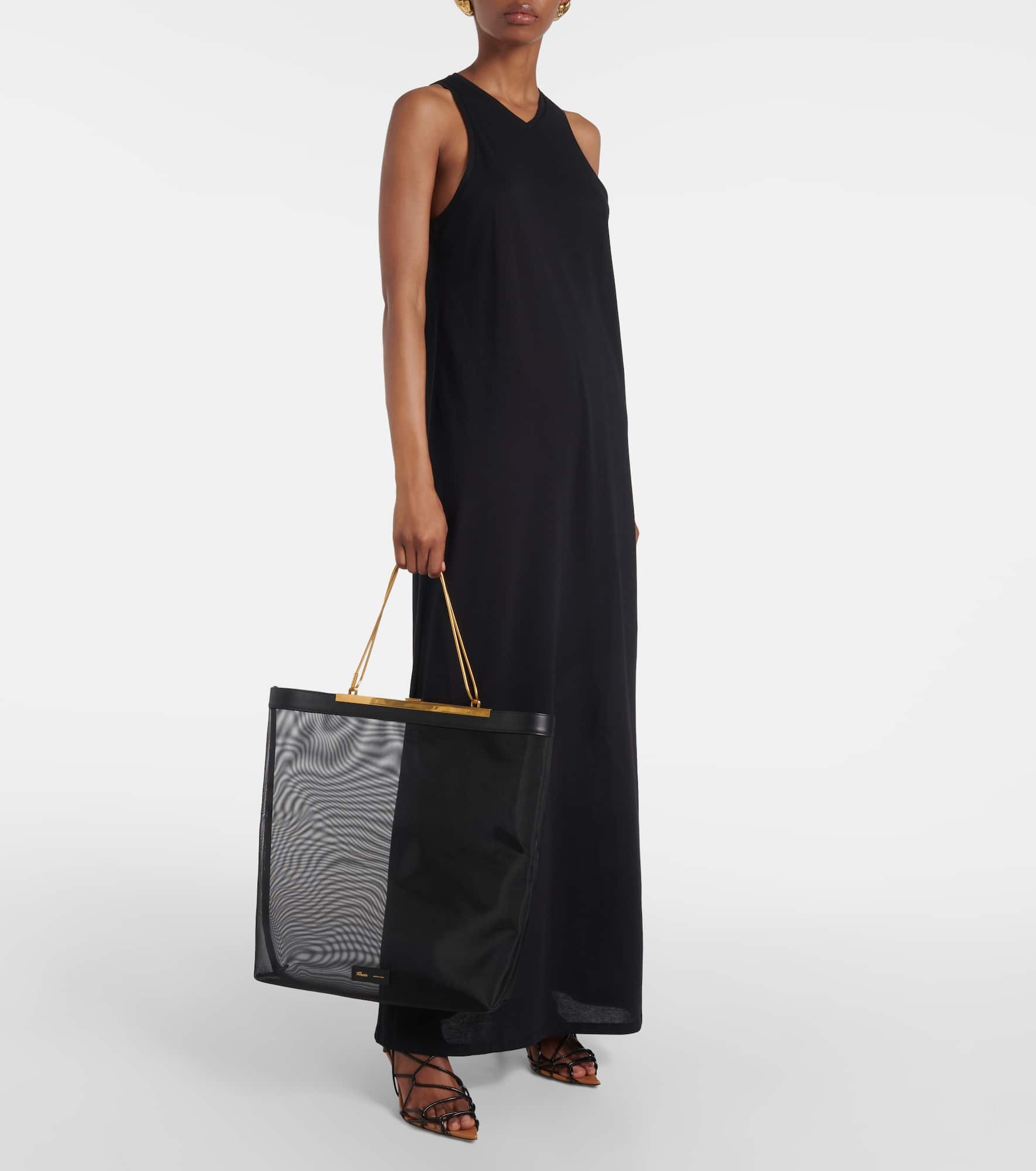 Augusta leather-trimmed mesh shopper - 5