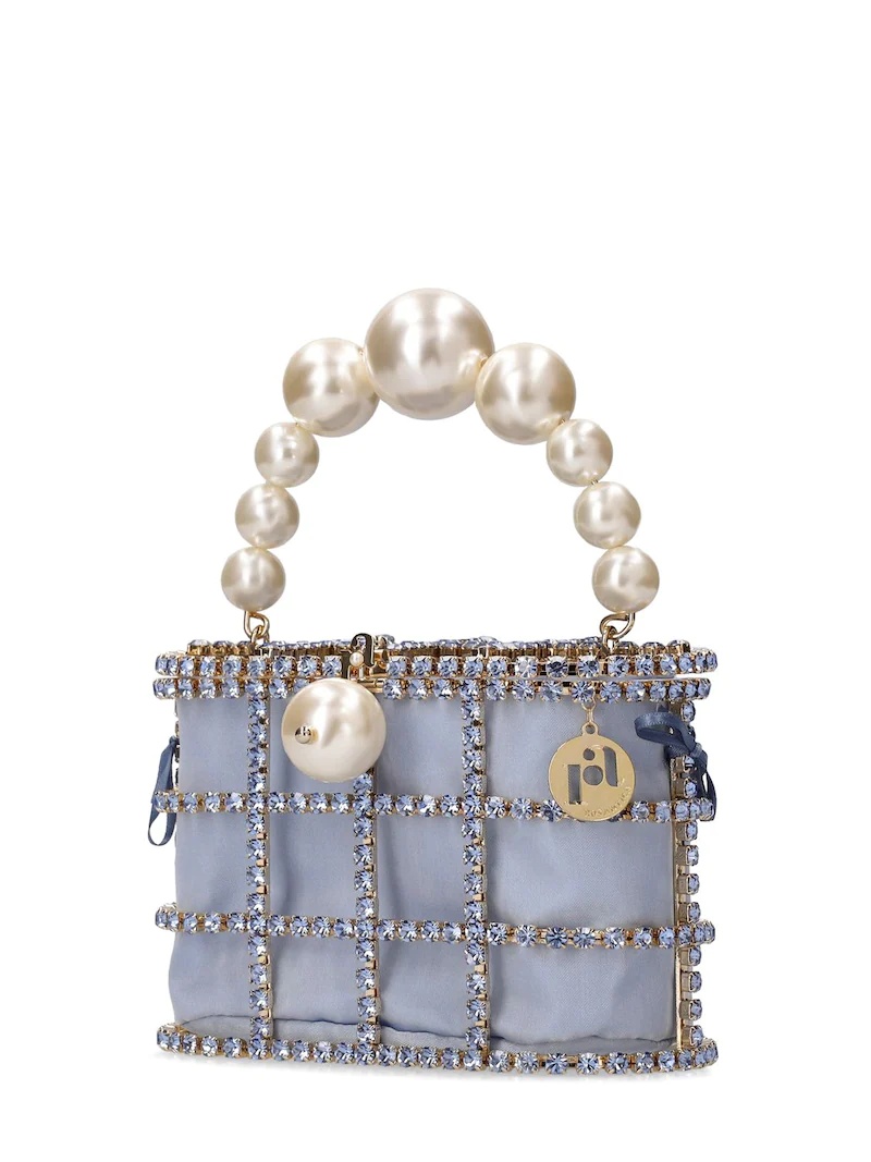 Holli crystal & pearl top handle bag - 3