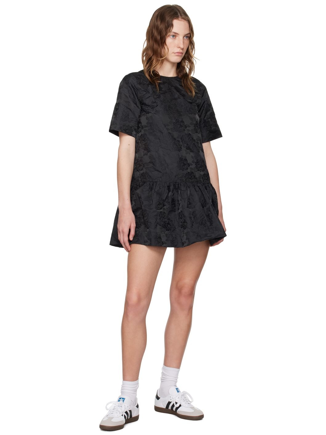 Black Botanical Minidress - 4