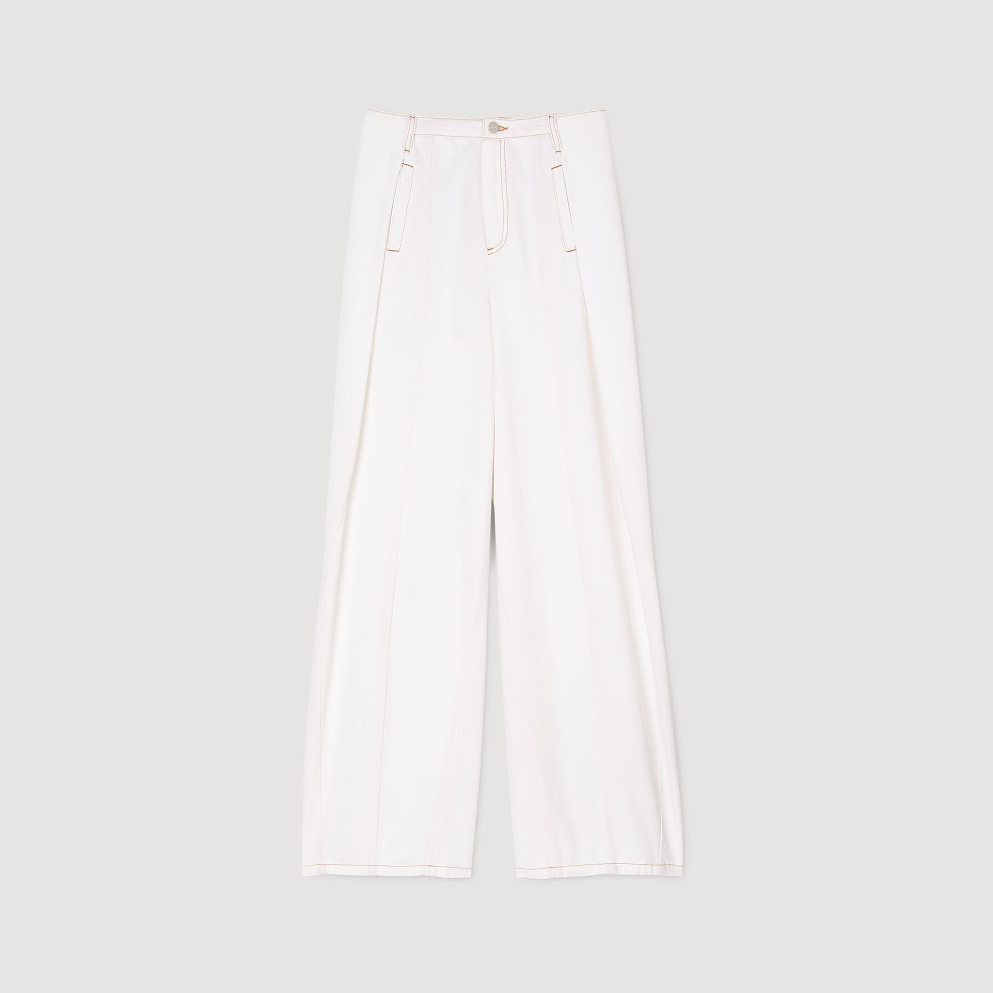 TOPSTITCHED WIDE-LEG JEANS - 6