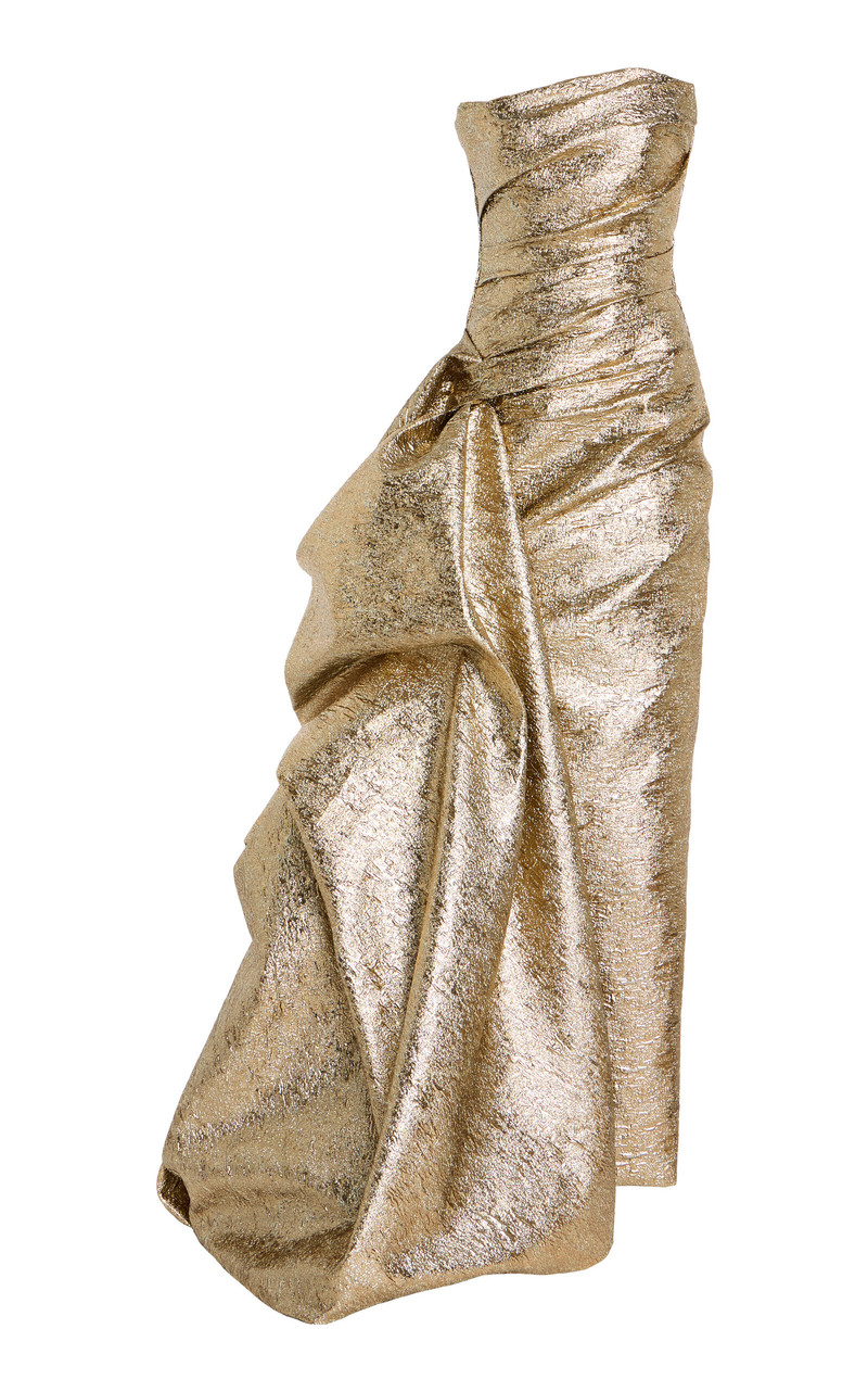 Exclusive Draped Lamé Gown gold 1