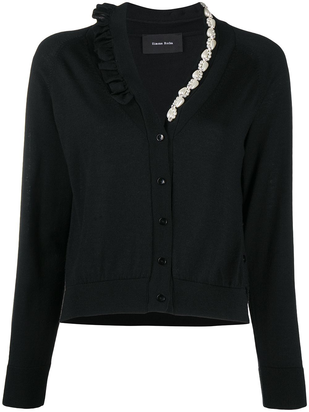 asymmetric pearl embellished cardigan - 1