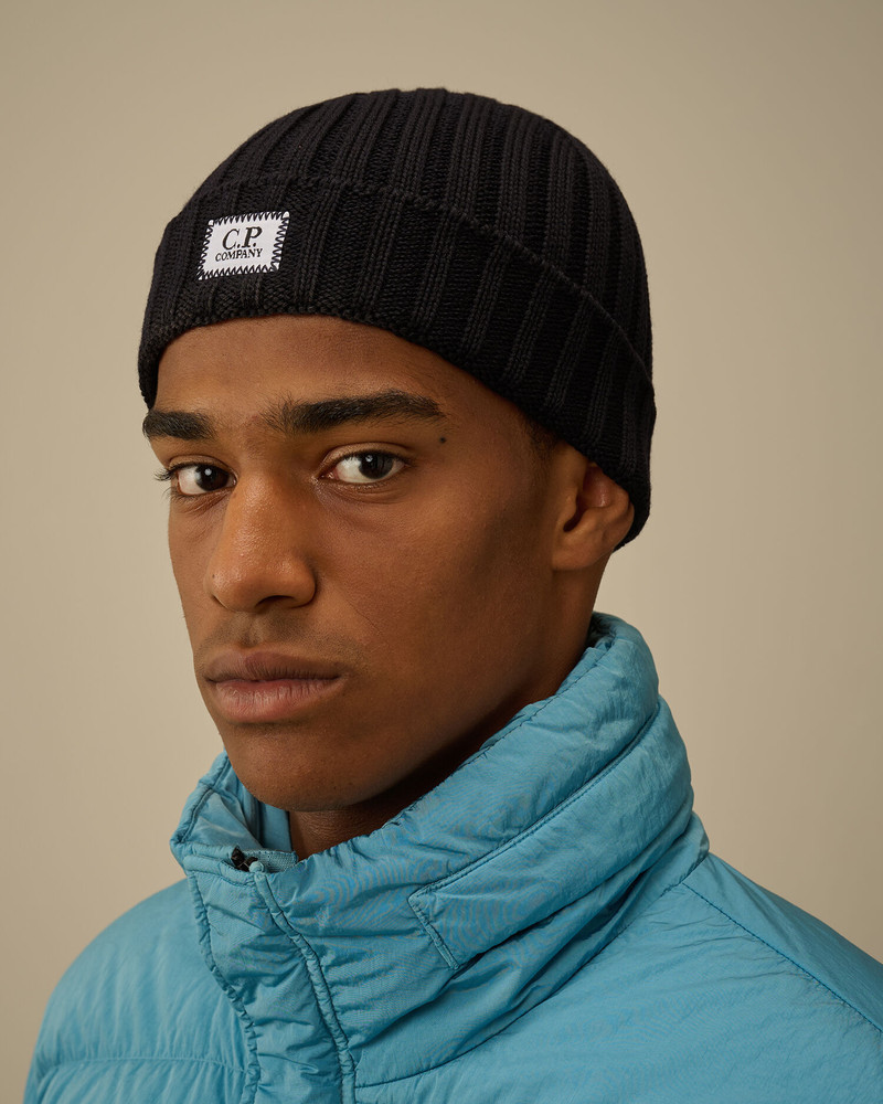 C.P. Company Extrafine Merino Wool Logo Beanie outlook