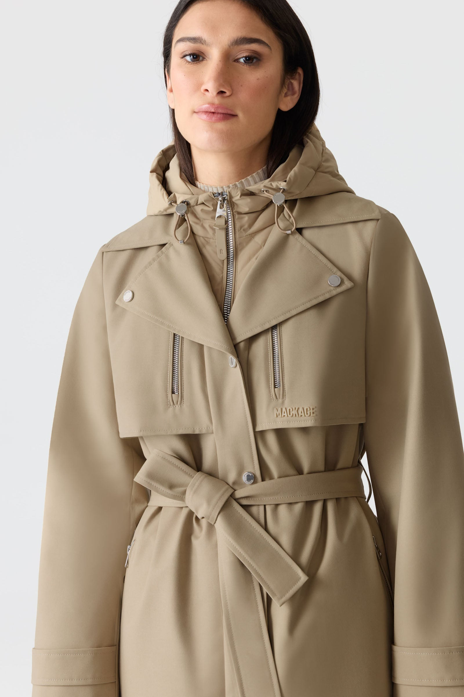 SIOBHAN Down Trench Coat with Removable Bib - 6