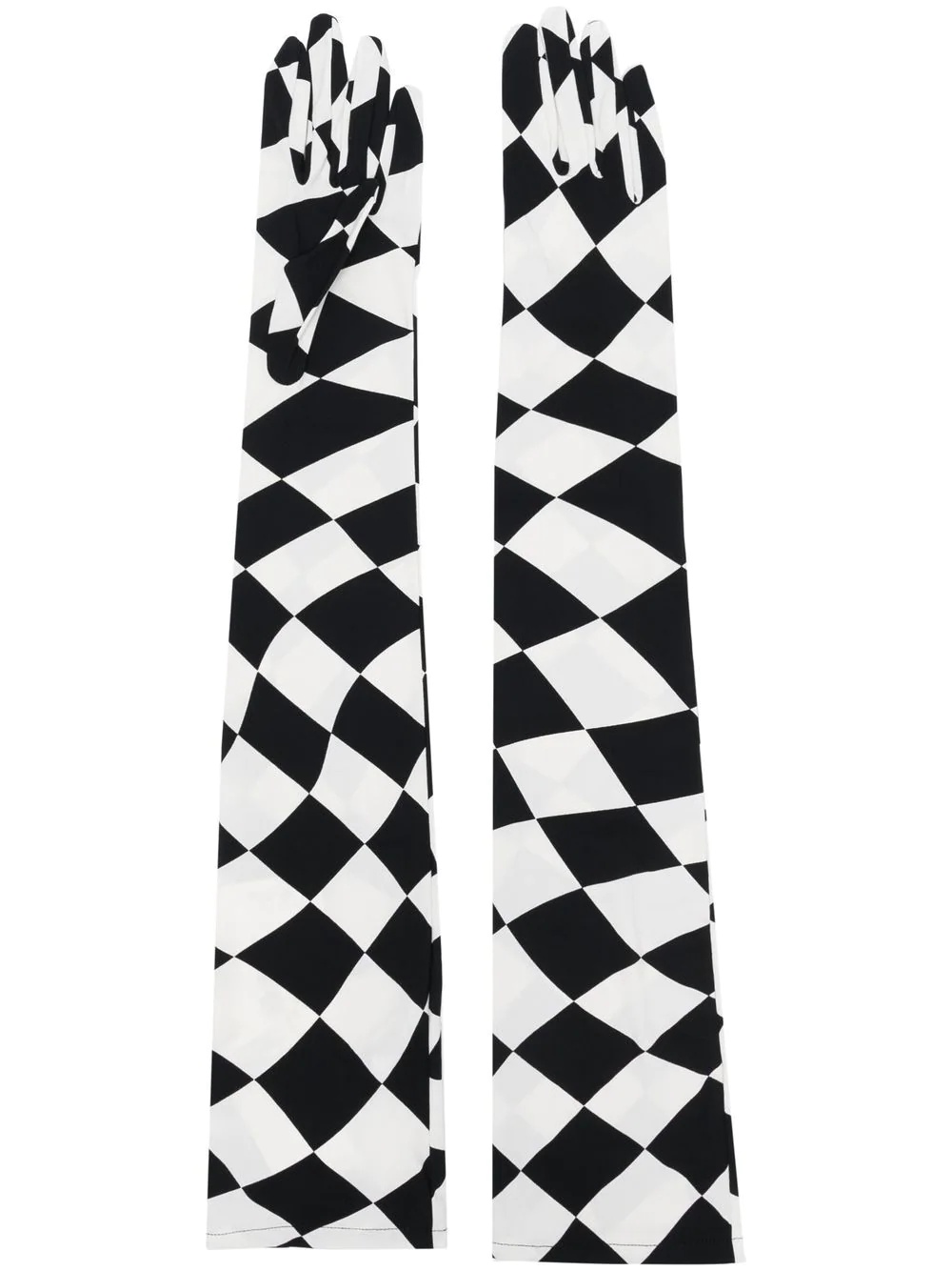 long checkerboard-print gloves - 1