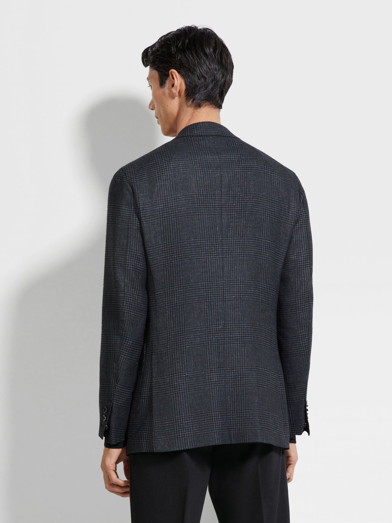 GREY AND BLACK SILK CASHMERE AND LINEN JACKET 5