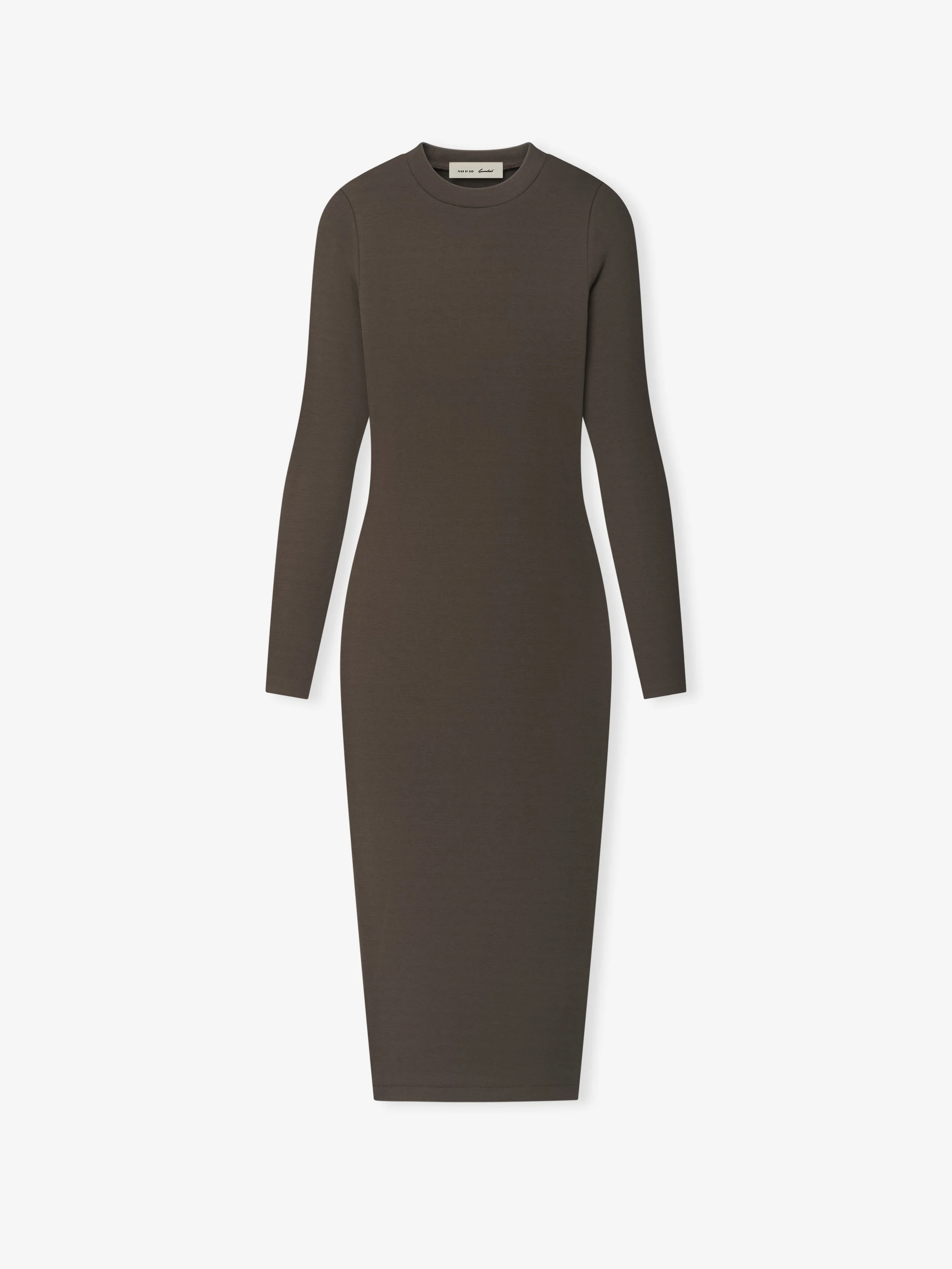 Womens Rib Knit Fitted Long Sleeve Dress - 1