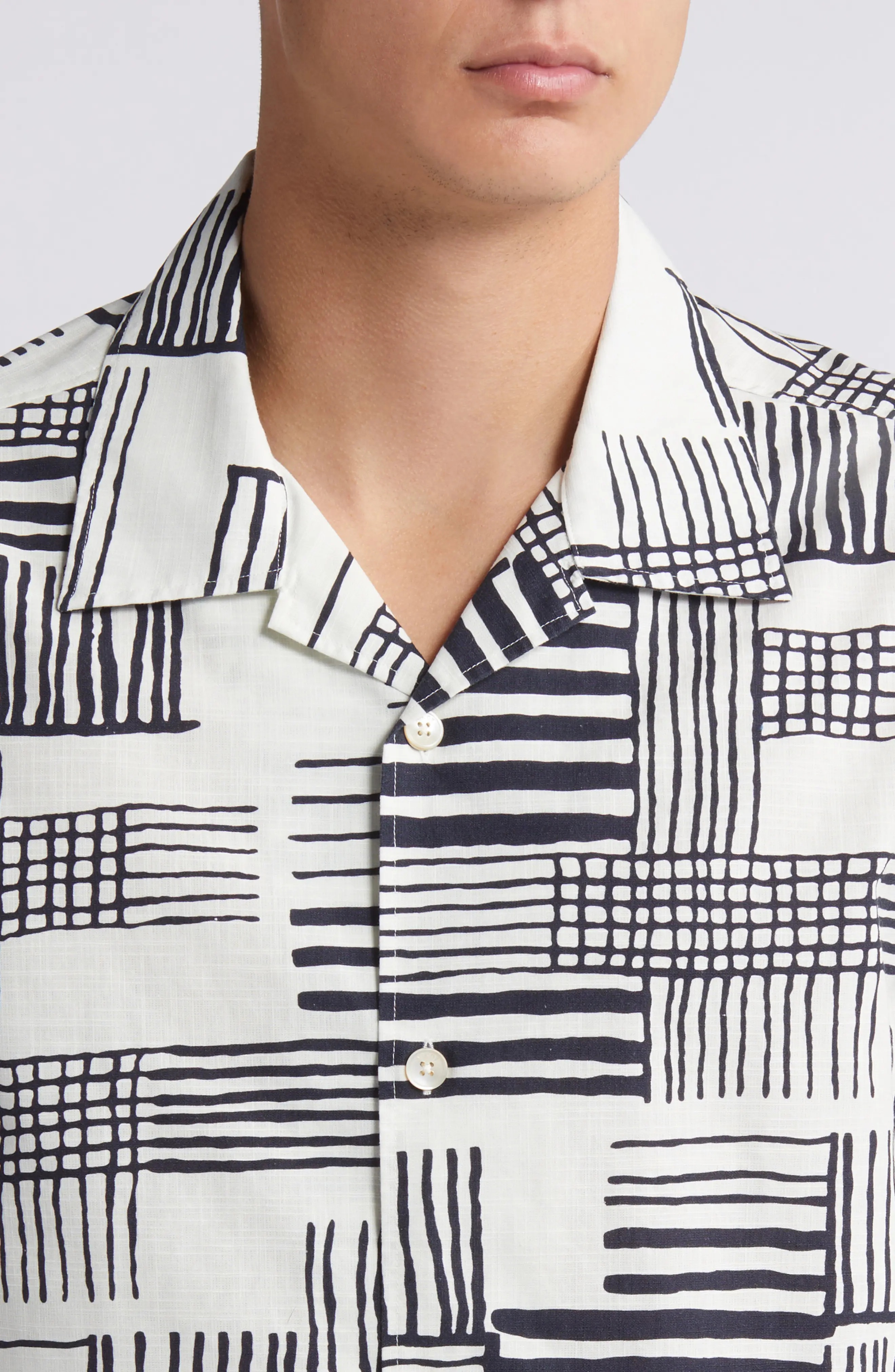 Ole 5210 Geo Pattern Cotton & Lyocell Camp Shirt - 2