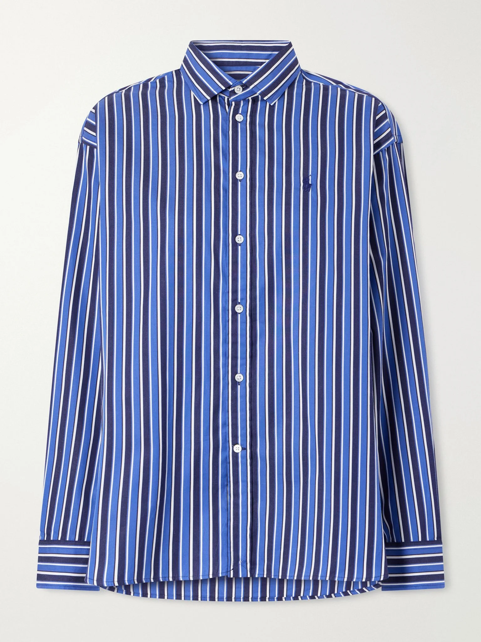 Striped cotton-poplin shirt Blue - 1