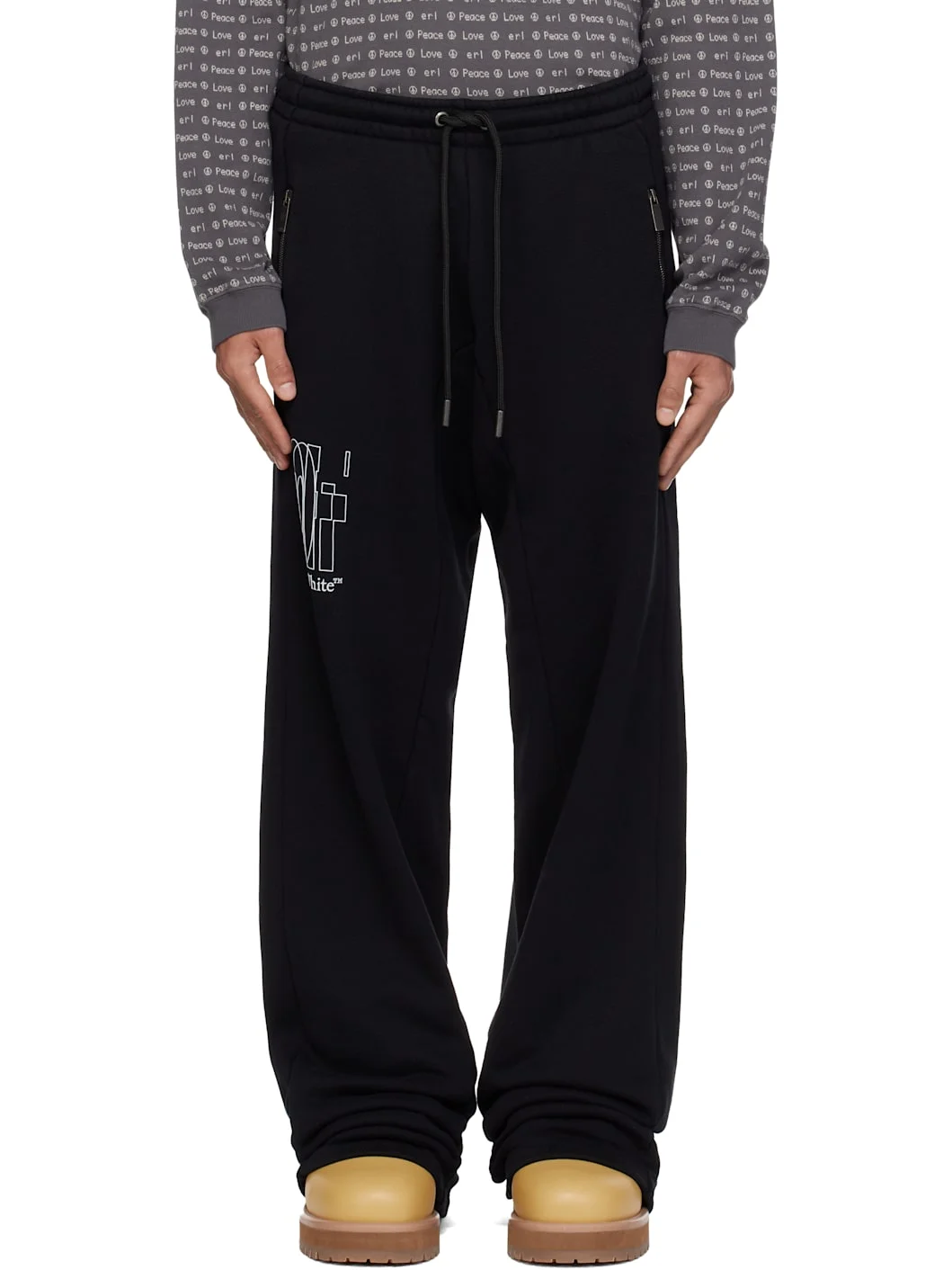Black Big Double Arrow Slouchy Sweatpants - 1