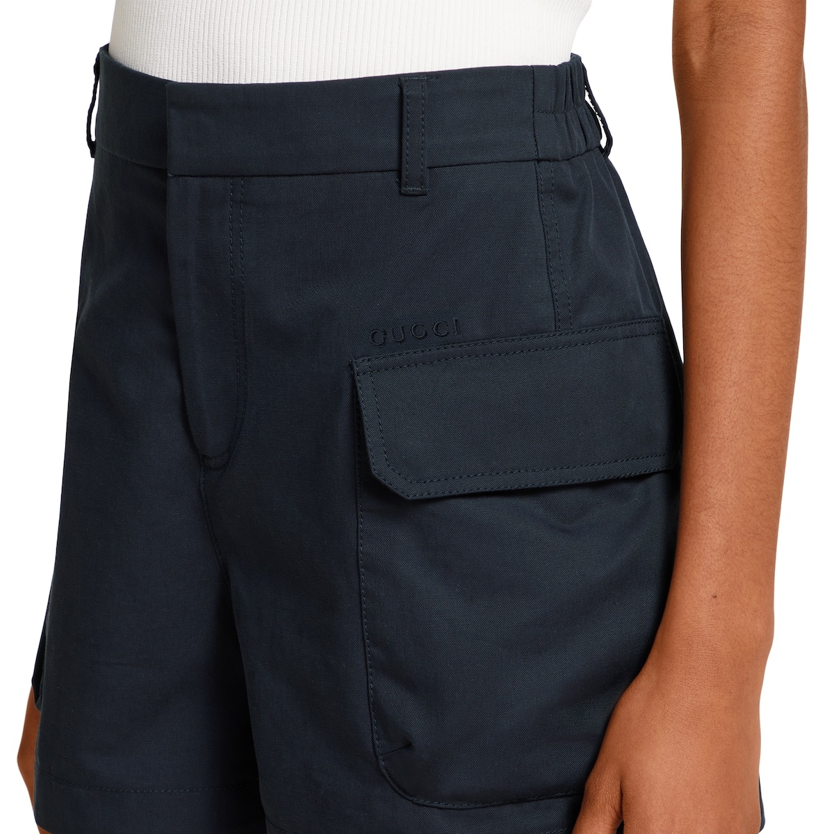 Cotton canvas shorts with embroidery - 5