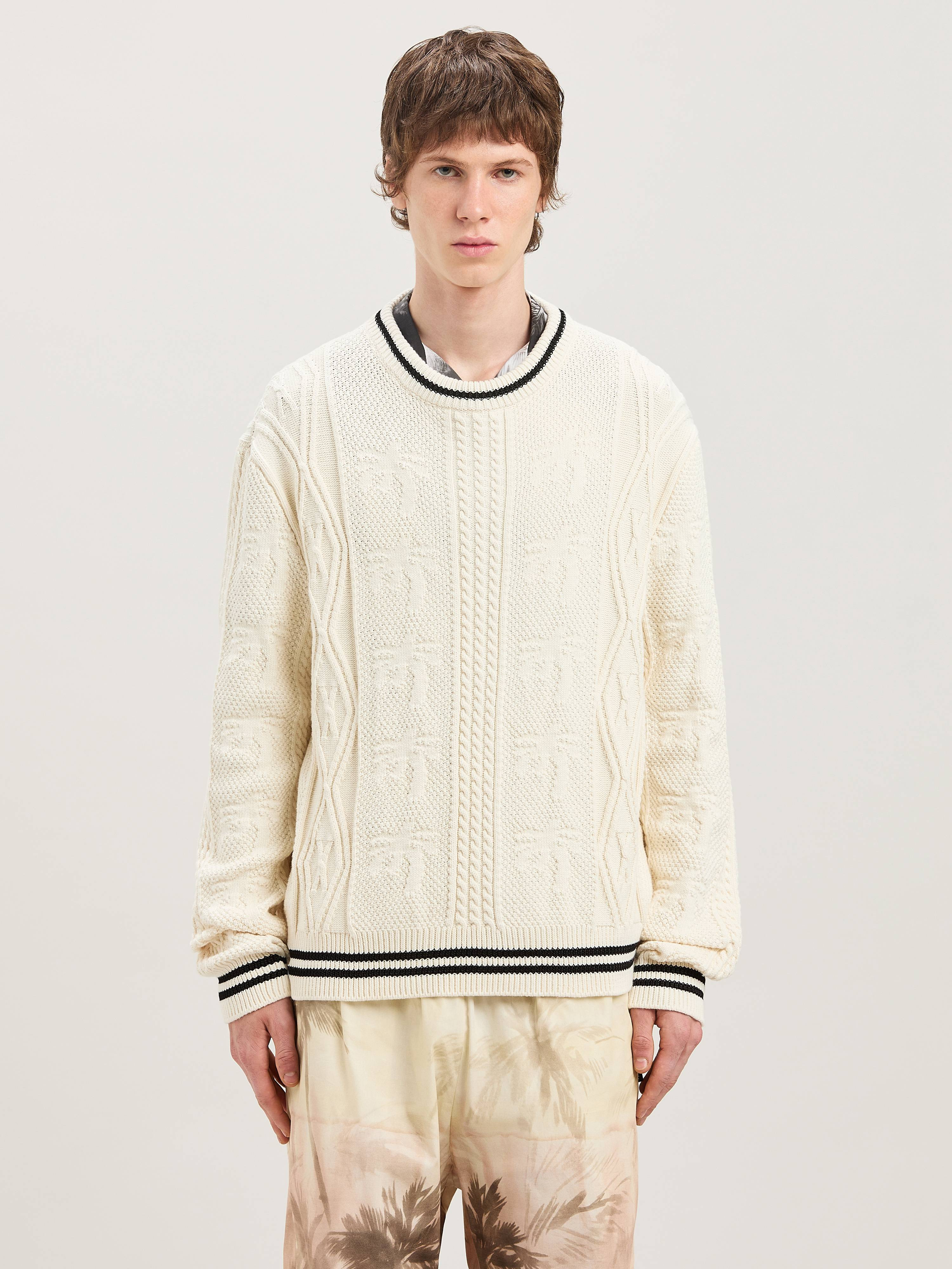 Curved logo cable sweater - 3