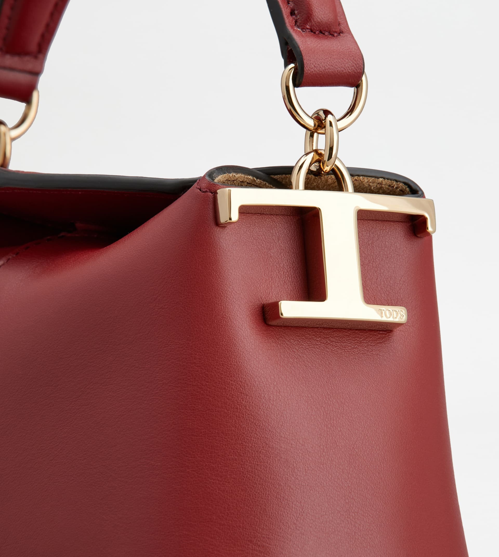 TOD'S T CASE TOTE MESSENGER BAG IN LEATHER MICRO - BURGUNDY - 5