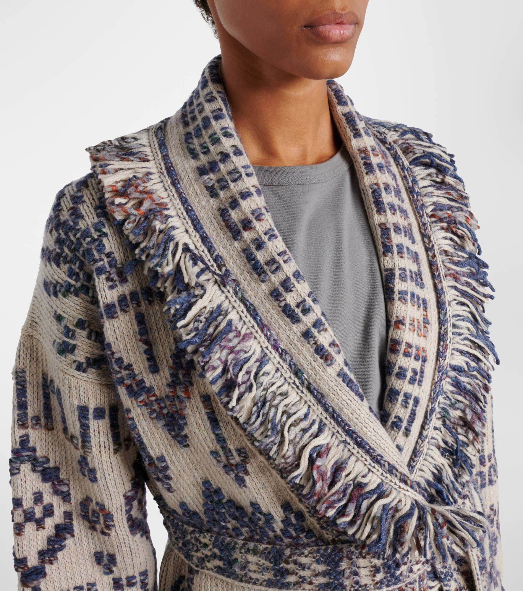 Grunge Beat fringed wool-blend wrap cardigan - 4