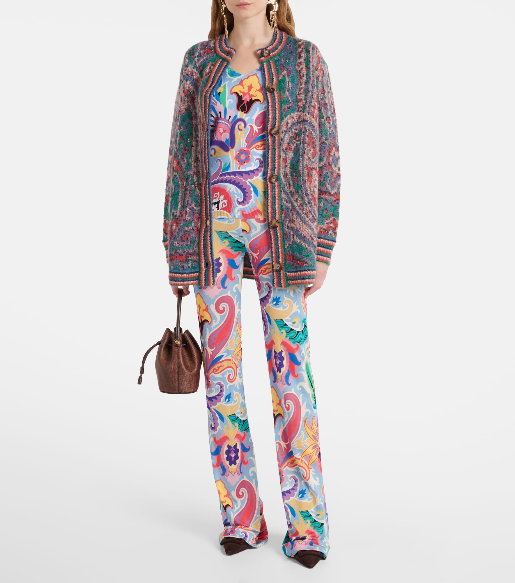 Paisley high-rise flared pants - 2