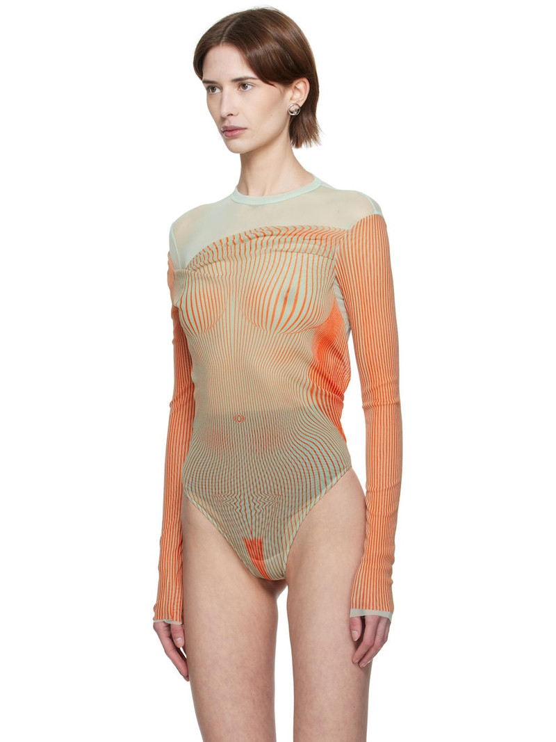 Jean Paul Gaultier Green & Orange 'The Draped Body Morphing' Bodysuit outlook