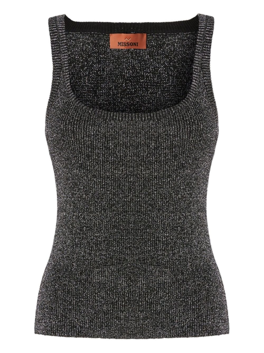 scoop-neck metallic-effect tank top - 1