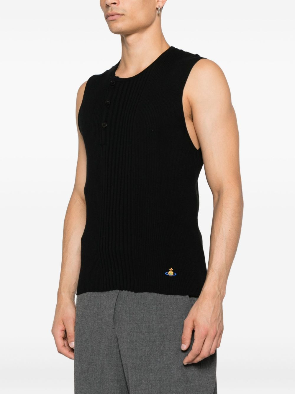 Tegan ribbed button-placket vest - 3