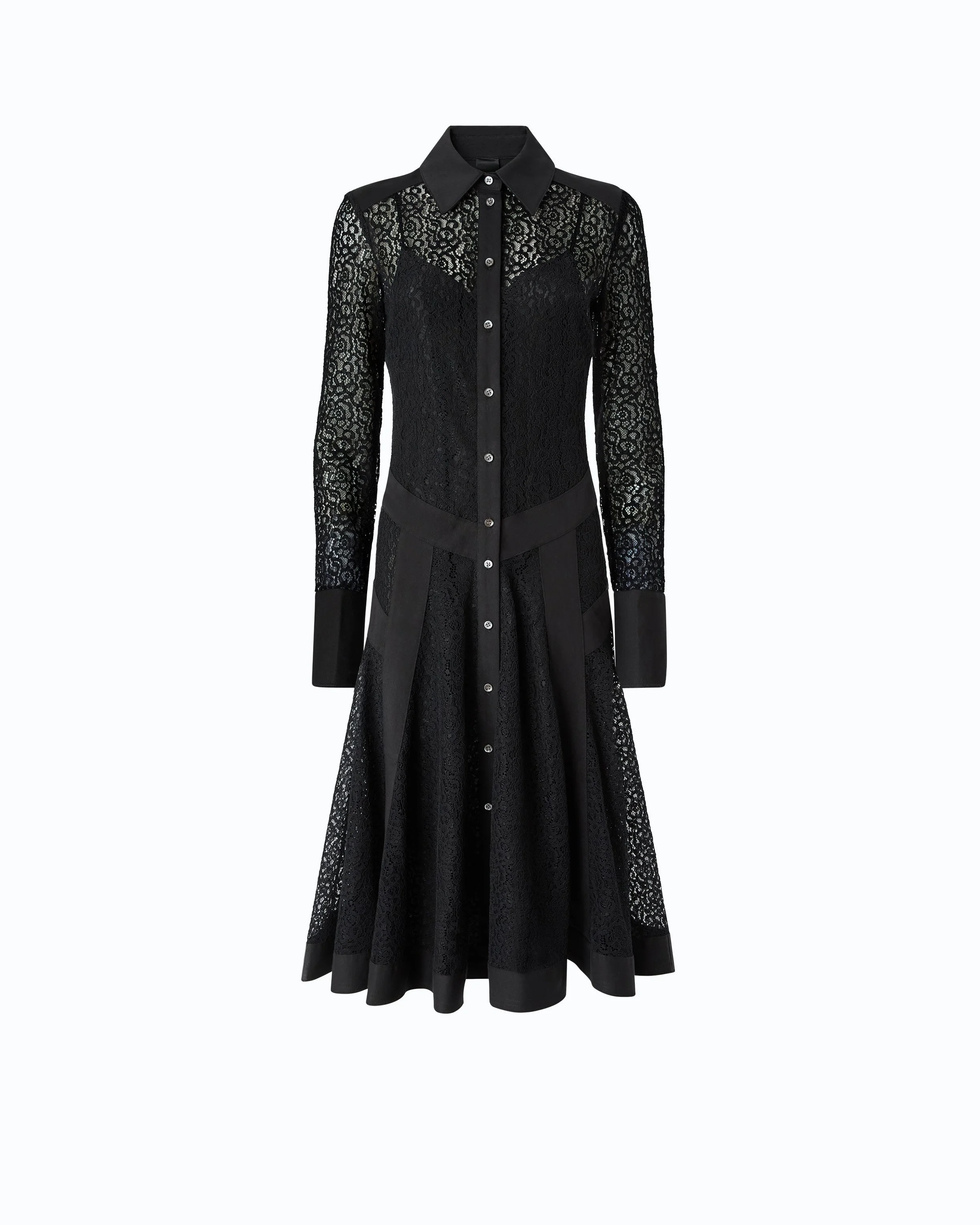 LACE MIDI SHIRT DRESS WITH INSERTS - 1