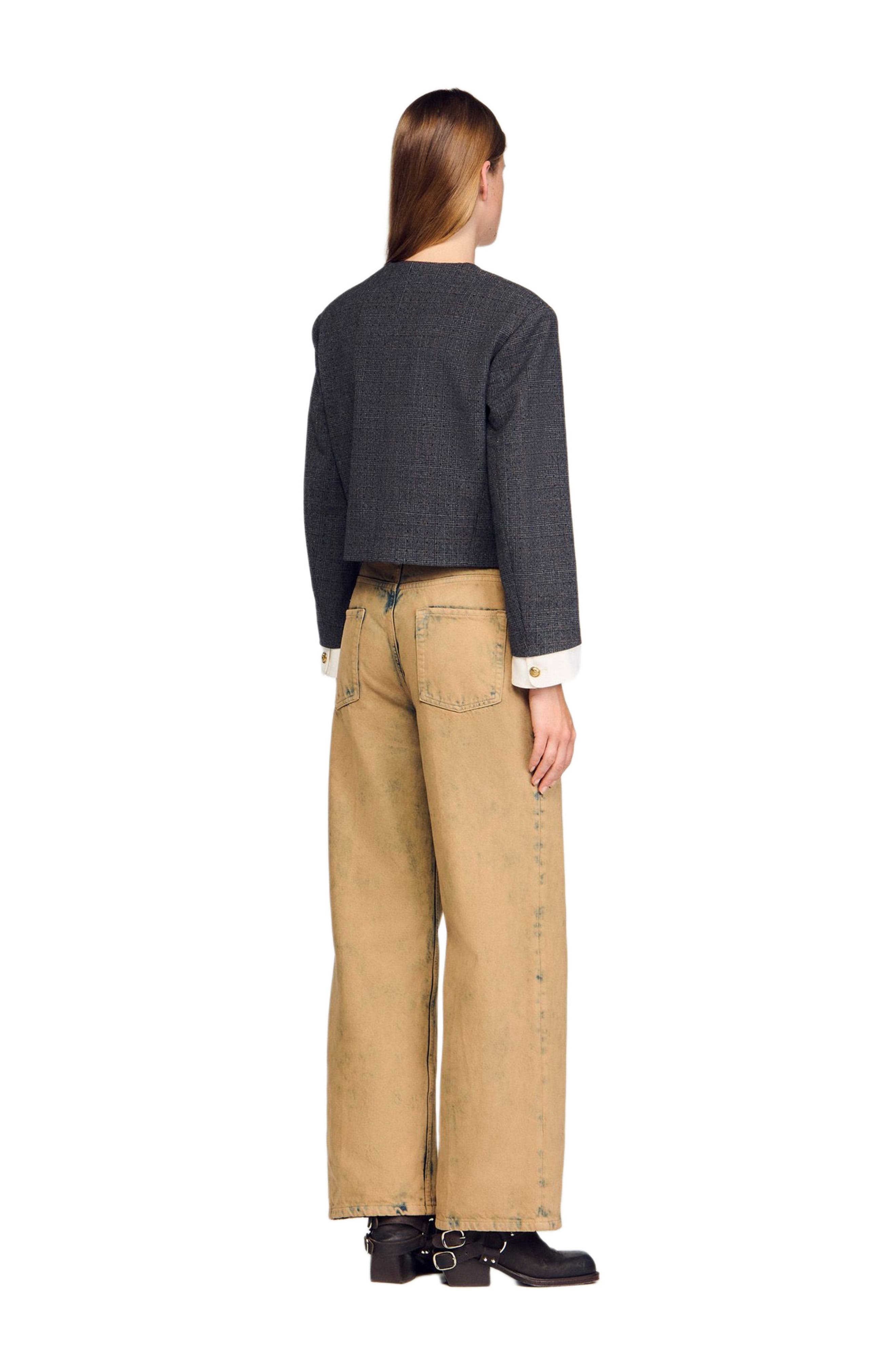 SANDRO Rhinestone tailored jacket in Grey /Brown at Nordstrom - 2