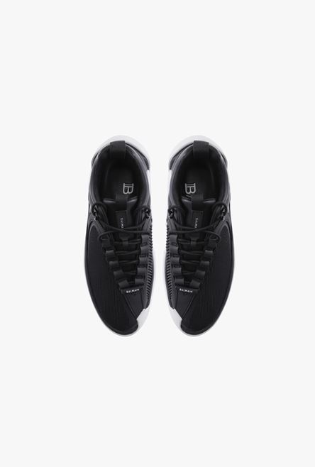 EXCLUSIVE - Black and white gummy leather and mesh B-Runner sneakers - 4