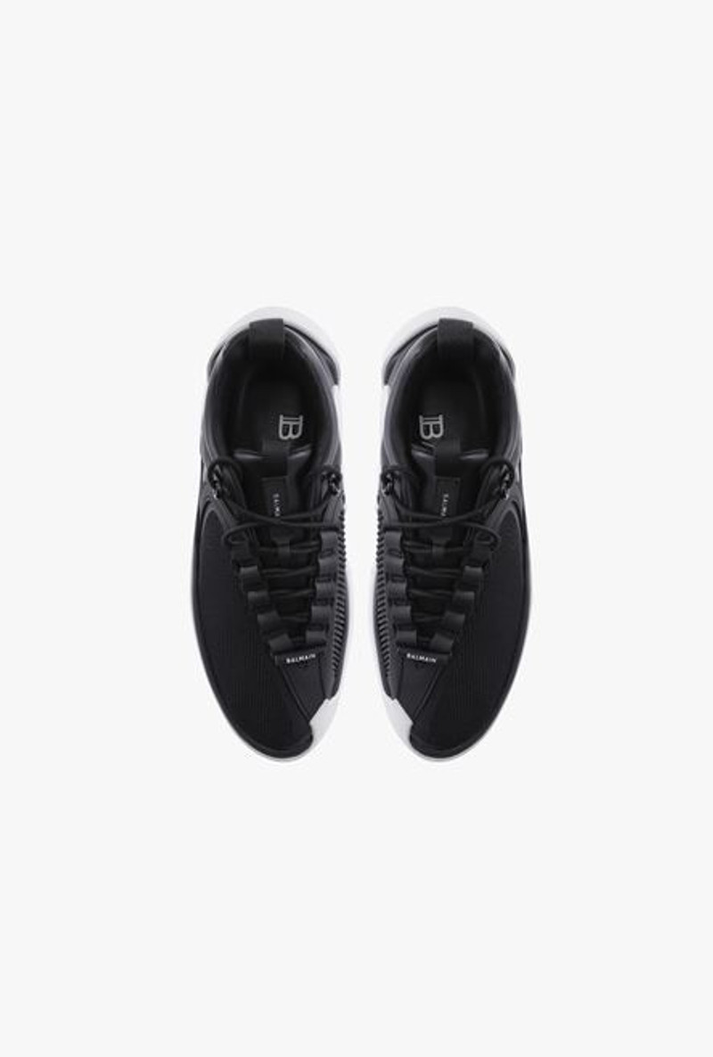 EXCLUSIVE - Black and white gummy leather and mesh B-Runner sneakers 4