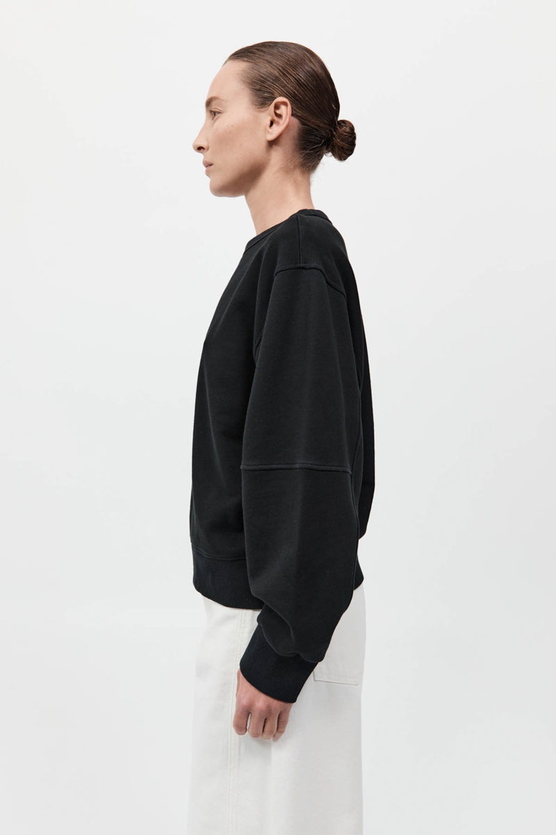 Organic Cotton Panelled Sweater - Black - 4