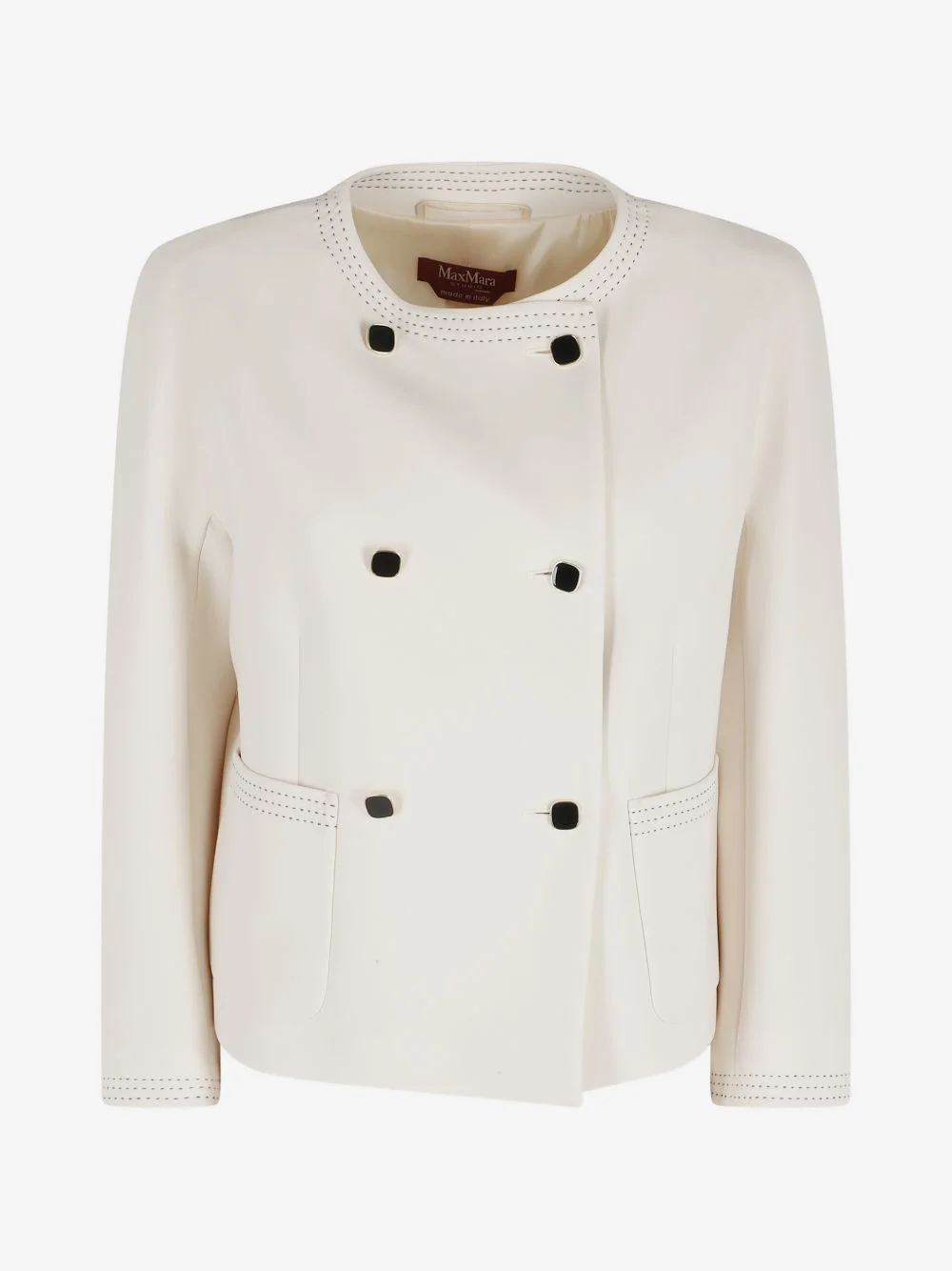 double-breasted contrast-stitched jacket - 1