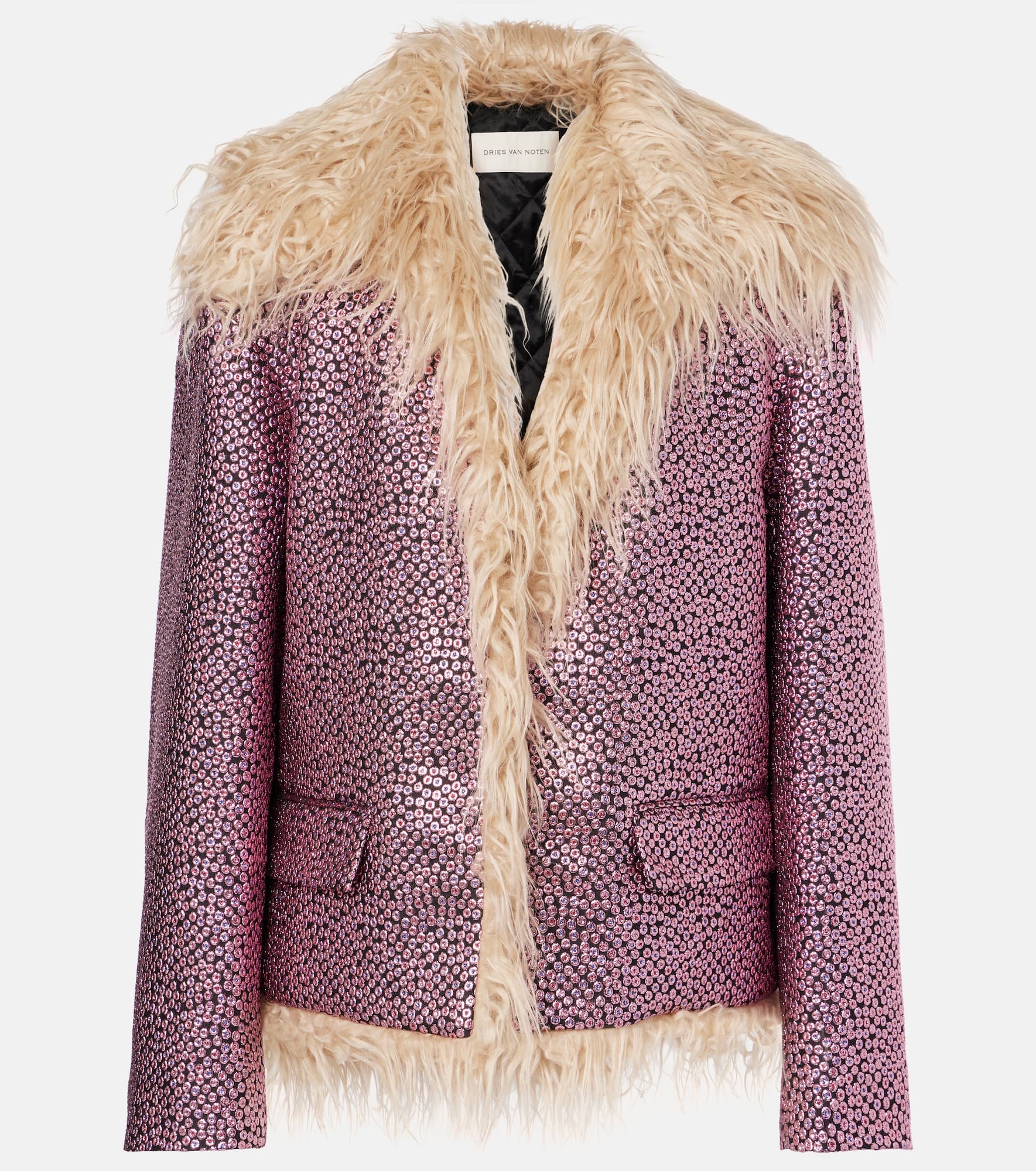 Faux fur-trimmed metallic jacket - 1