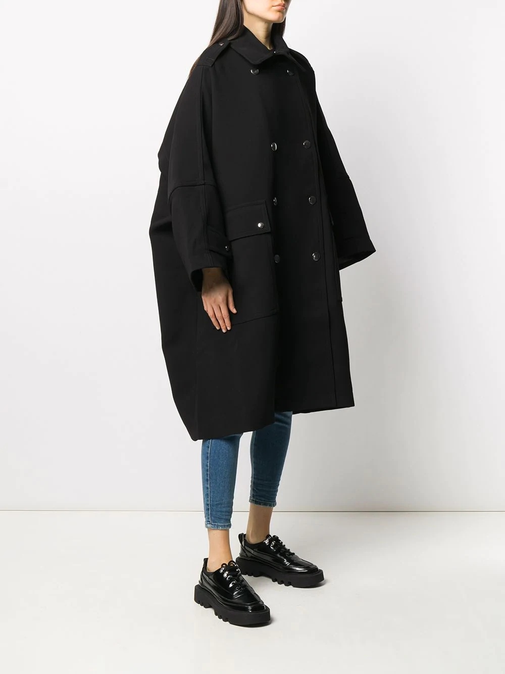 bonded crepe oversized trench coat - 4