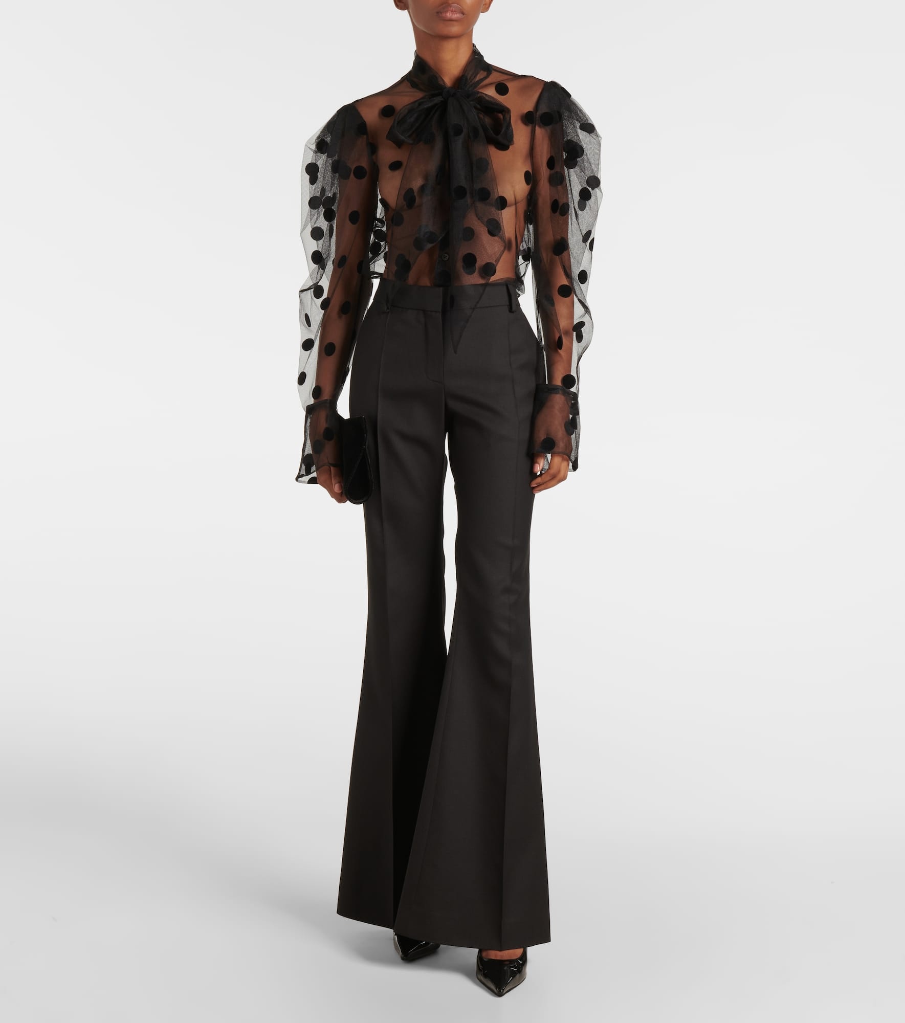 Wool gabardine flared pants - 2