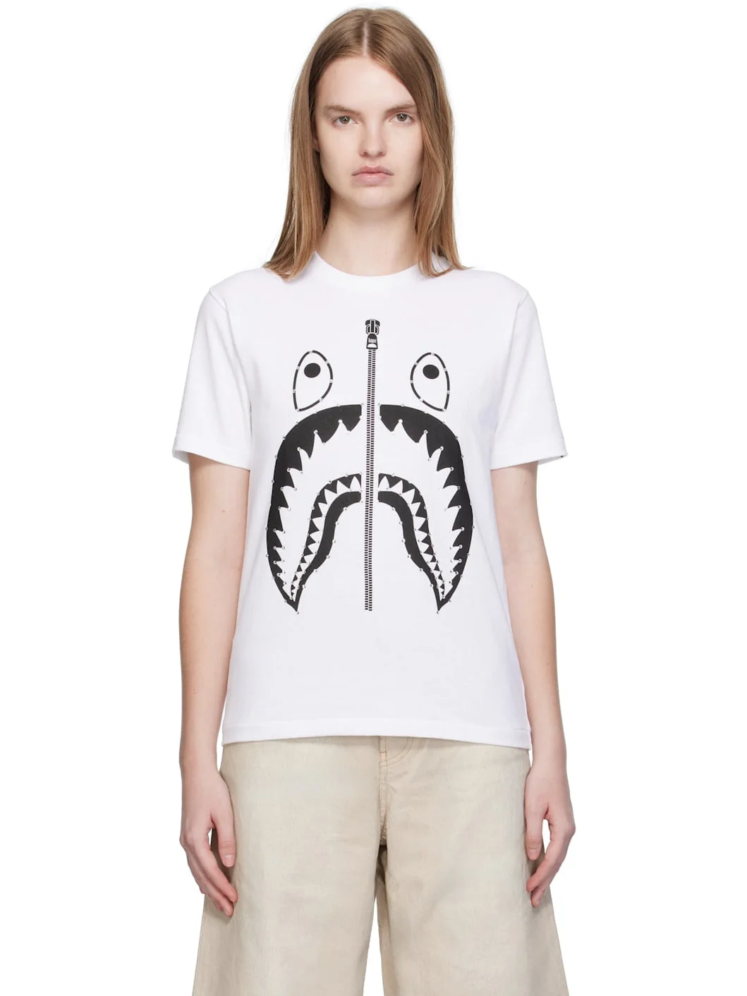 White Crystal Stone Shark T-shirt - 1