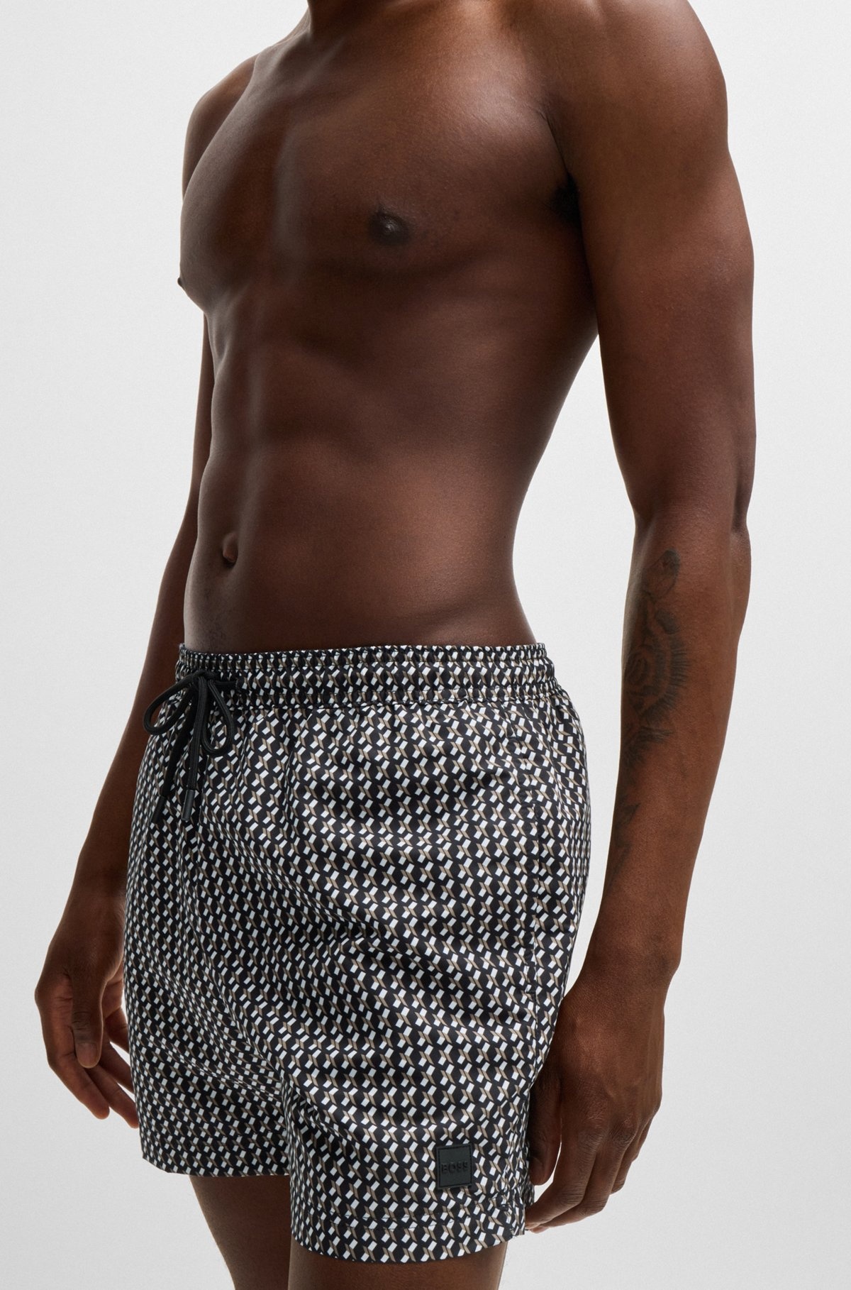 DRAWSTRING-WAIST SWIM SHORTS WITH ALL-OVER PRINT - 3