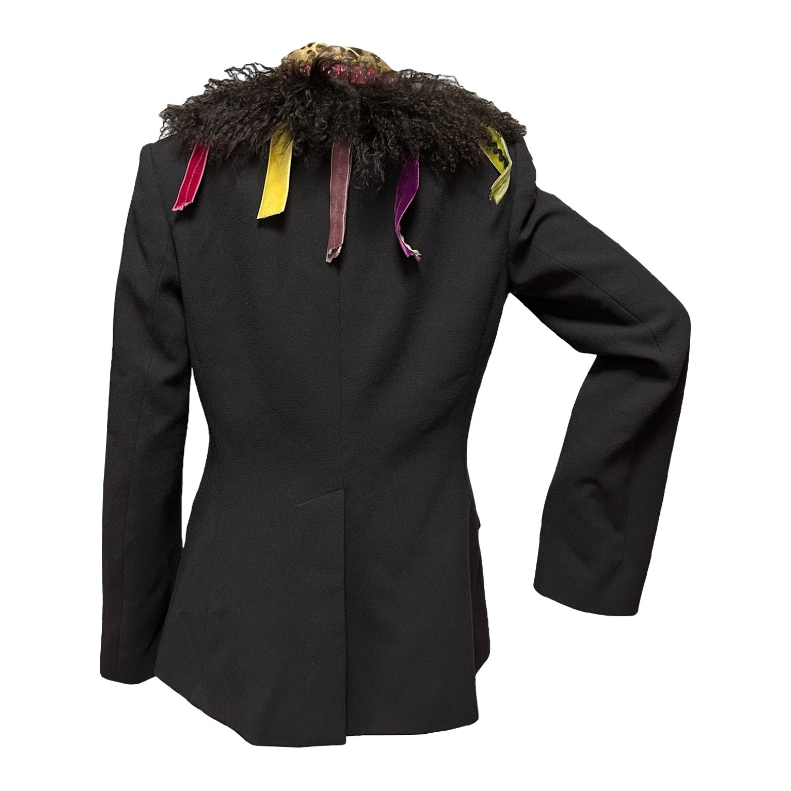 JOHN GALLIANO Fall Winter 2002 Leopard Printed Fur Collar Fringed Blazer - 2