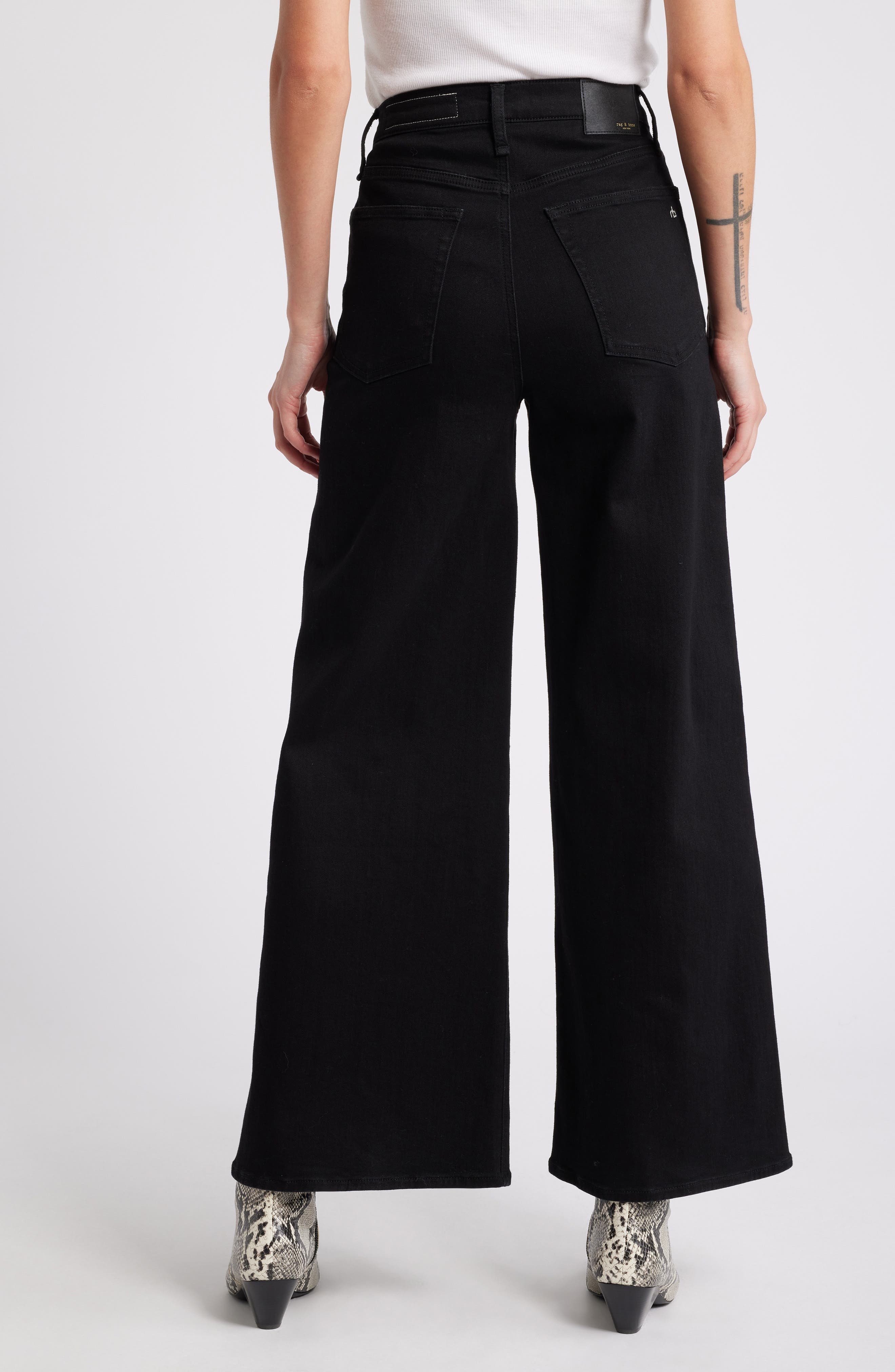 rag & bone Flexi Sofie High Waist Ankle Wide Leg Jeans in Black at Nordstrom - 2
