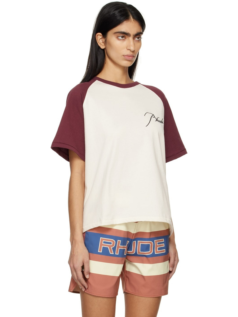 Off-White & Burgundy Raglan T-Shirt 2