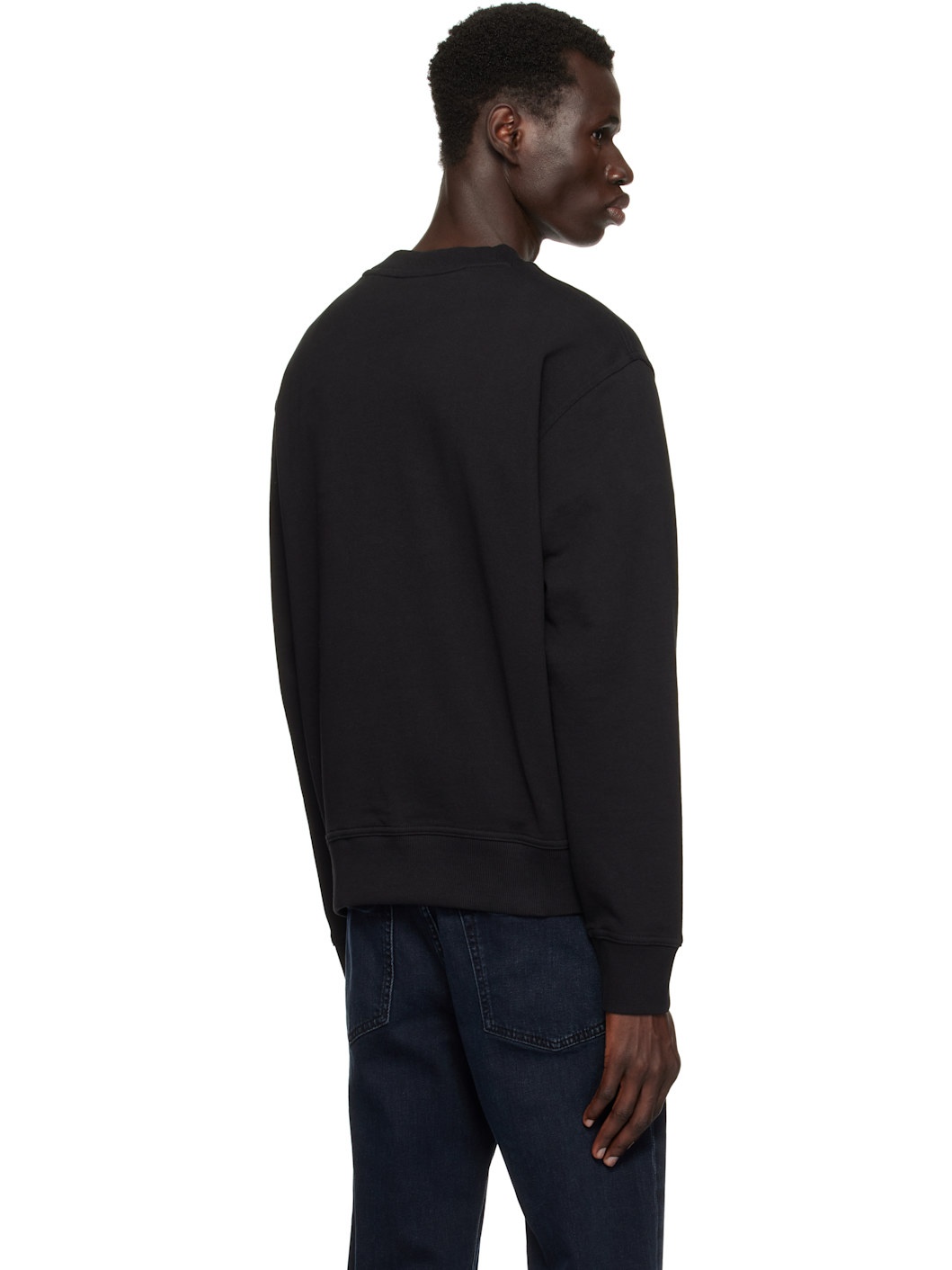 Black Relaxed-Fit Contrast Logo Sweatshirt - 3
