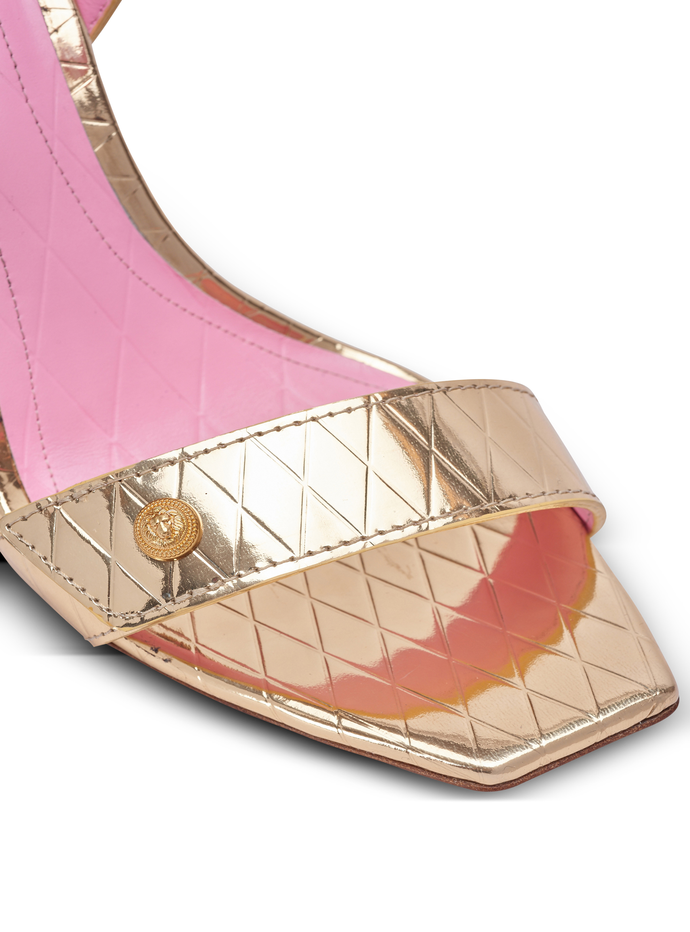 Eva sandals in mirrored leather with an embossed grid motif - 7