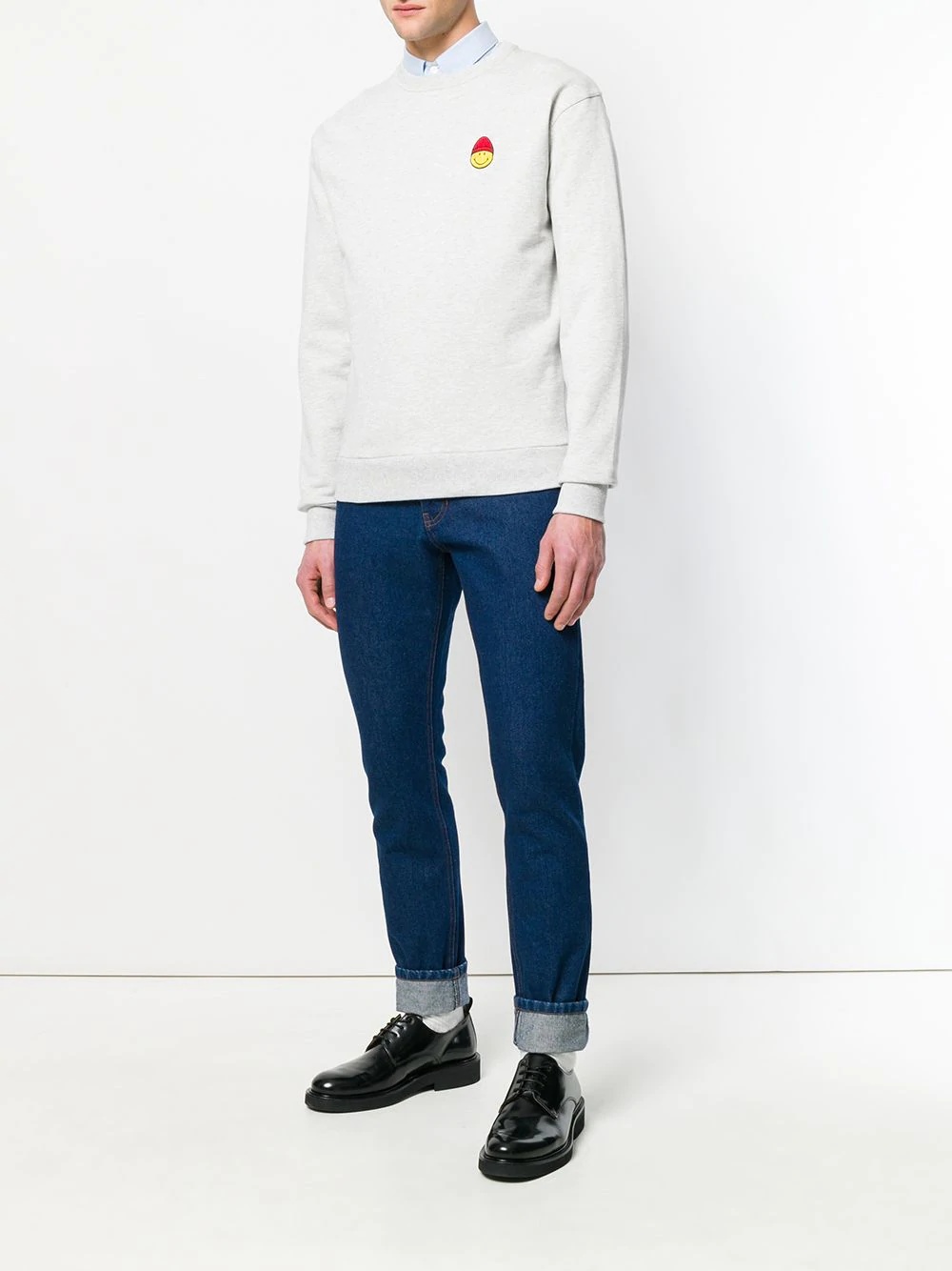 crew neck Sweatshirt Smiley Patch - 2