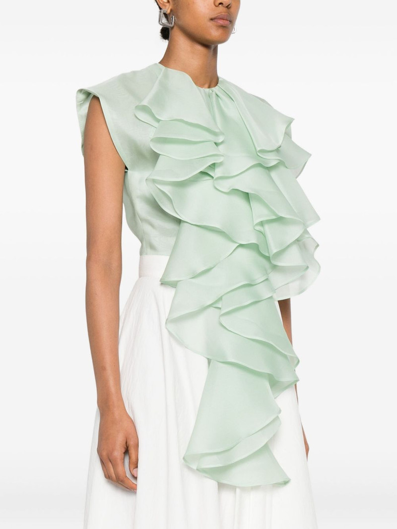 layered-ruffle silk top 3